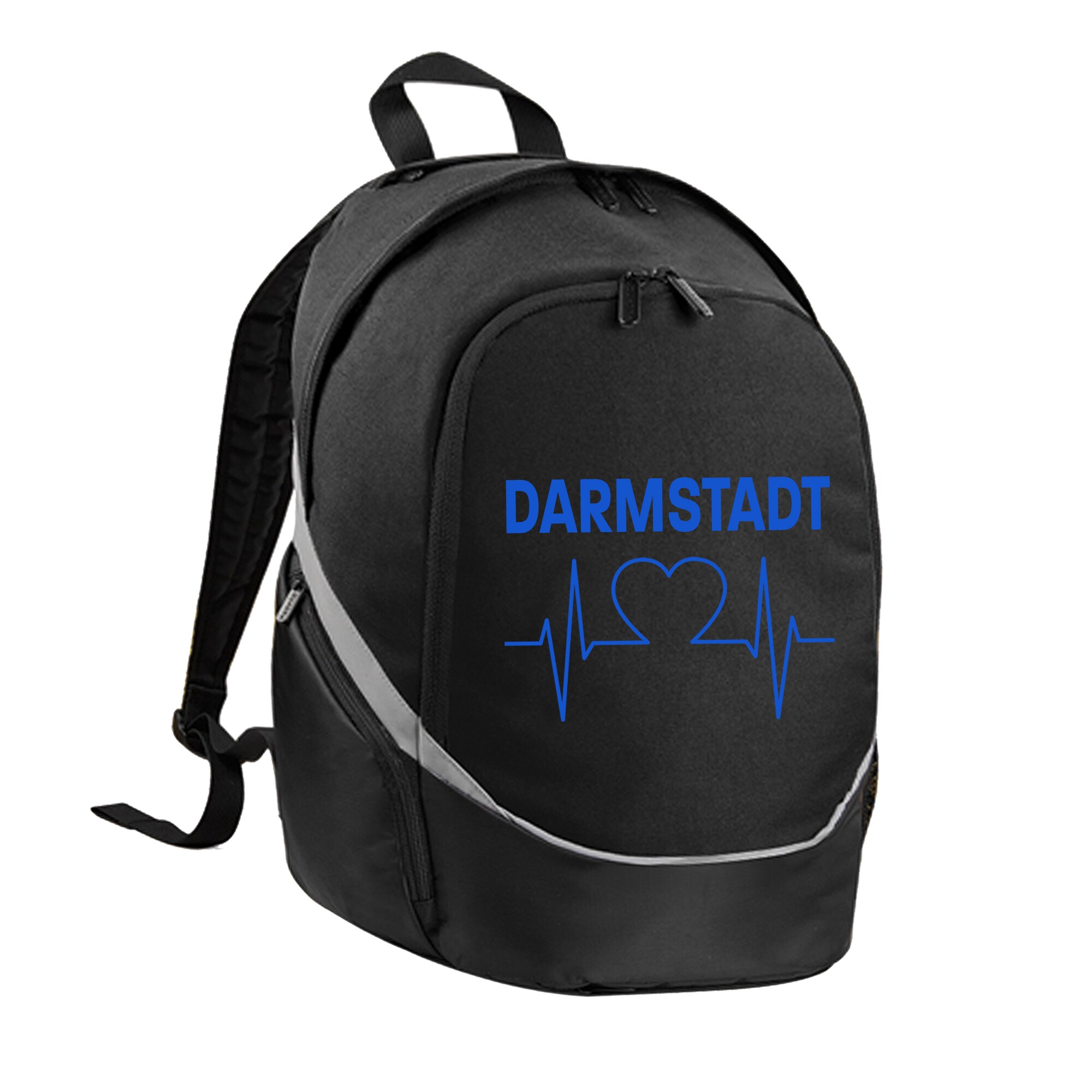 multifanshop Rucksack - Darmstadt - Herzschlag - Druck blau - Tasche - Bild 1