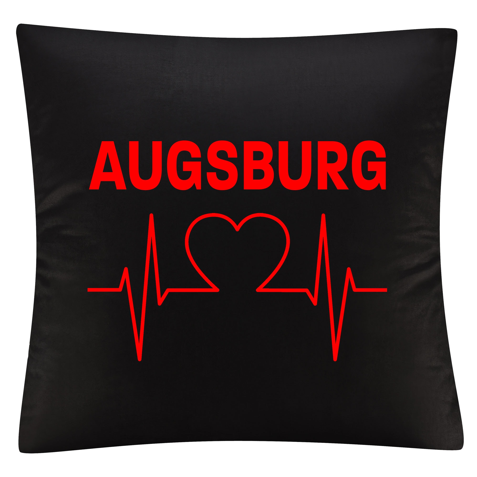 multifanshop Kissenbezug - Augsburg - Herzschlag - Druck rot - Kissen - Bild 1