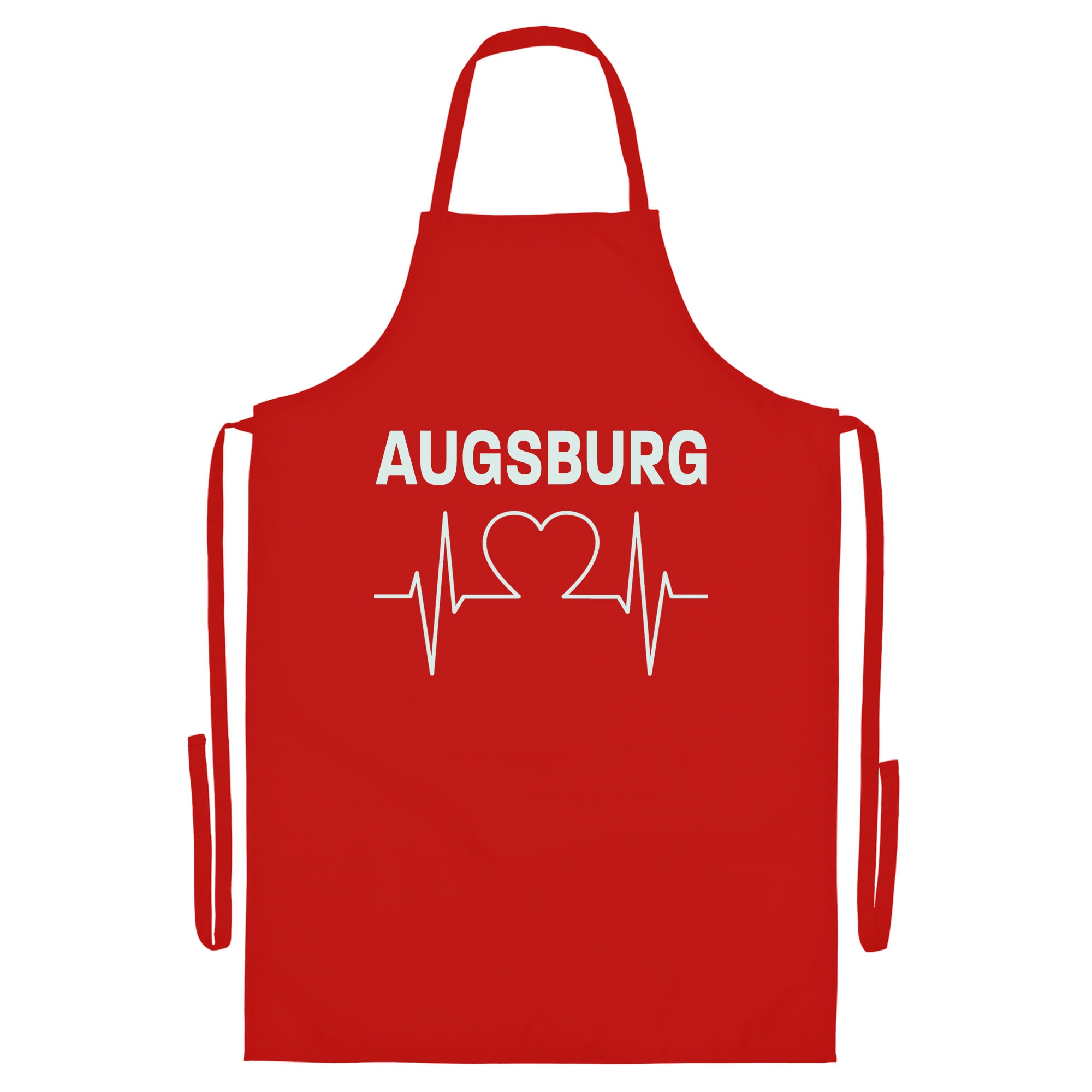 multifanshop Grillsch&uuml;rze - Augsburg - Herzschlag - Druck wei&szlig; - Sch&uuml;rze - Bild 1