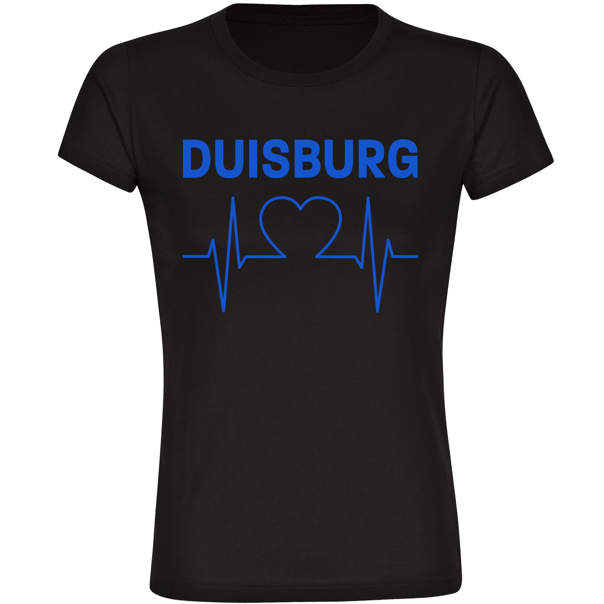 multifanshop Damen T-Shirt - Duisburg - Herzschlag - Druck blau - Frauen - Bild 1