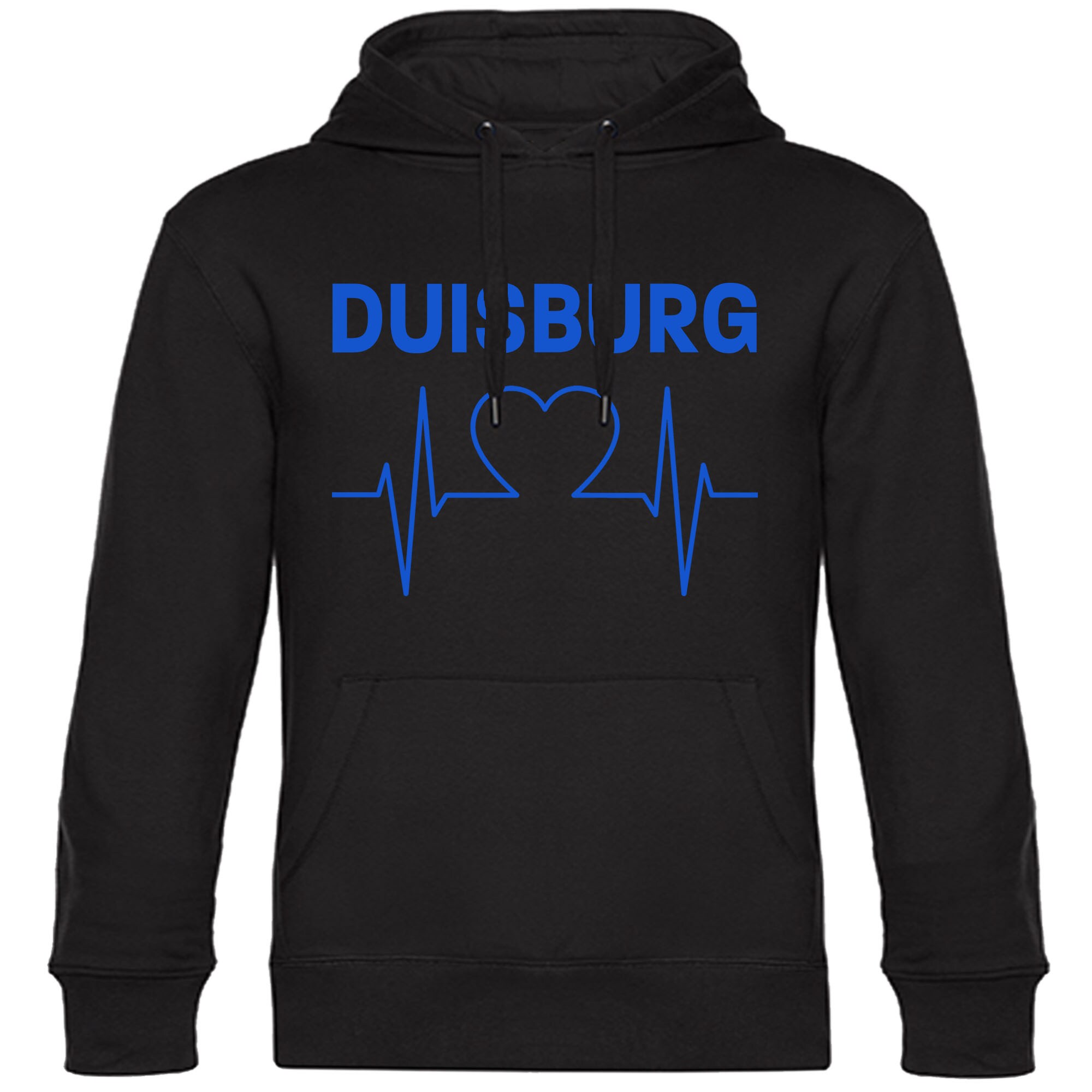 multifanshop Kapuzen Sweatshirt - Duisburg - Herzschlag - Druck blau - Hoodie - Bild 1