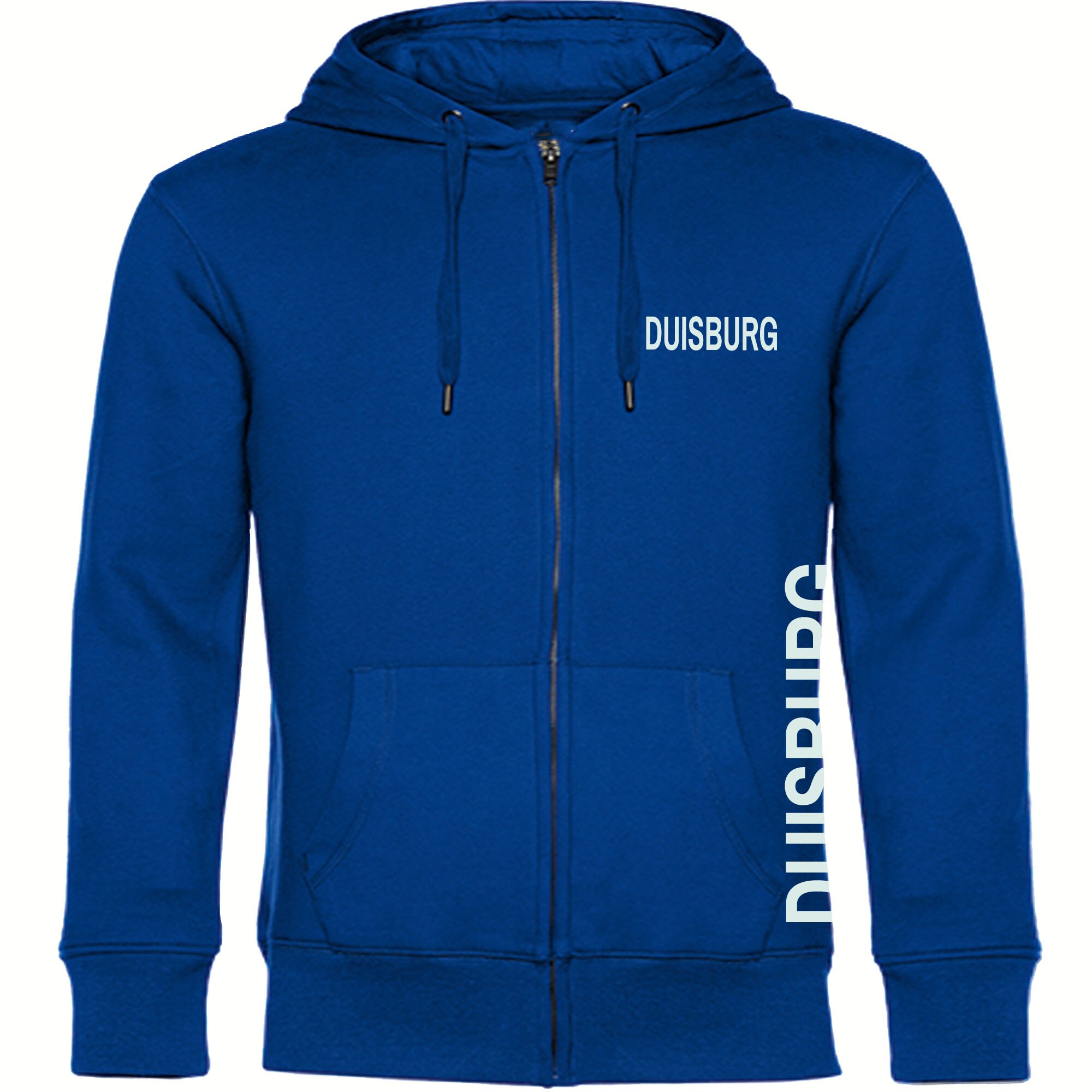 multifanshop Kapuzen Sweatshirt Jacke - Duisburg - Brust & Seite - Druck wei&szlig; - Sweat - Bild 1