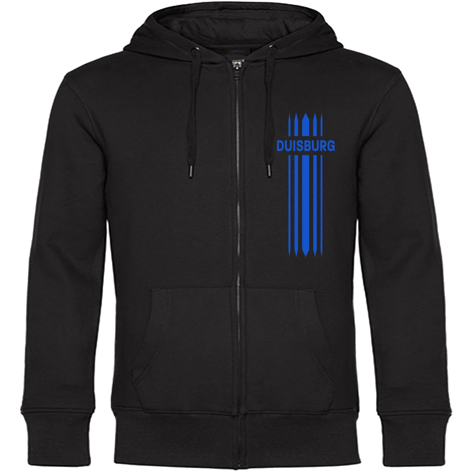 multifanshop Kapuzen Sweatshirt Jacke - Duisburg - Streifen - Druck blau - Jacke - Bild 1