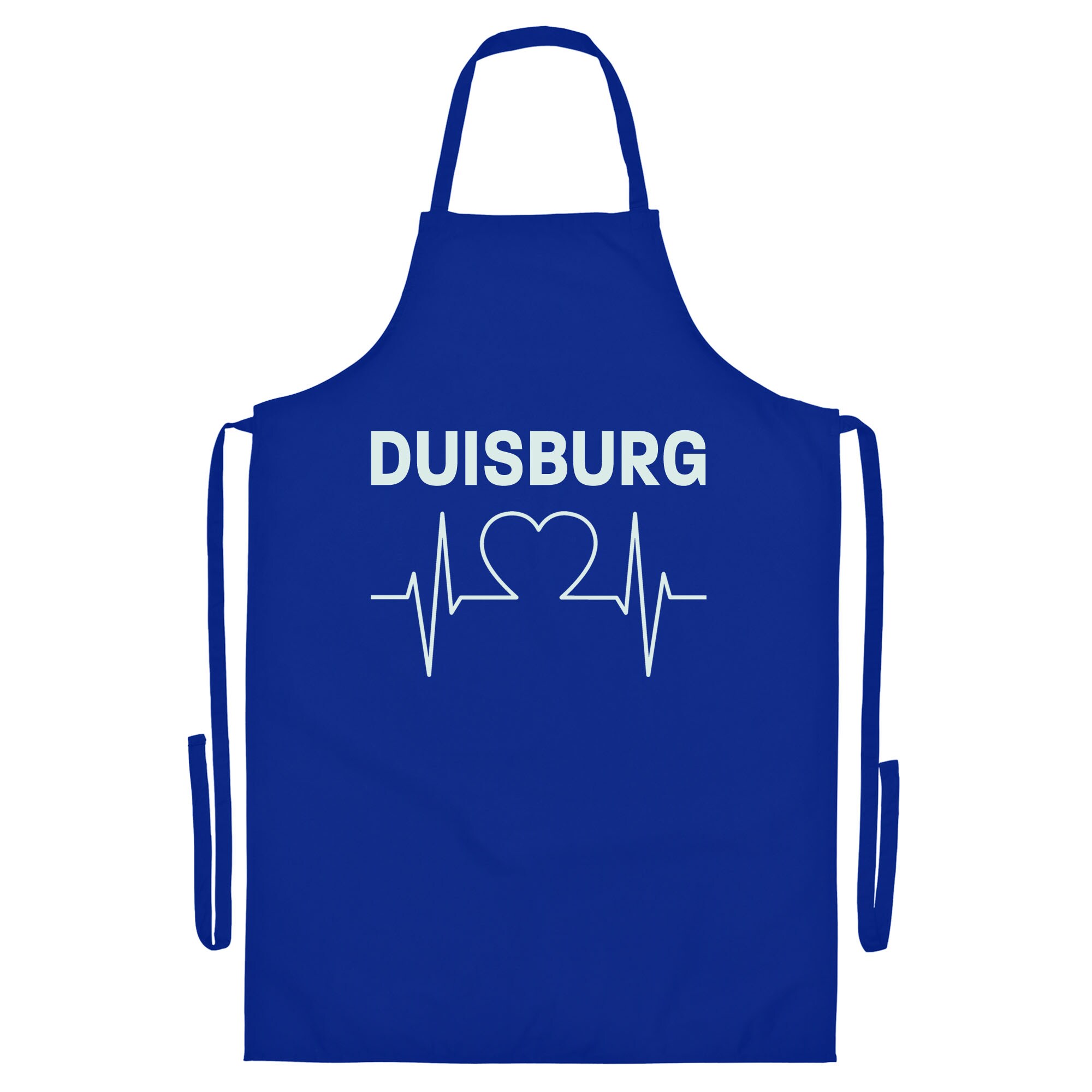 multifanshop Grillsch&uuml;rze - Duisburg - Herzschlag - Druck wei&szlig; - Sch&uuml;rze - Bild 1