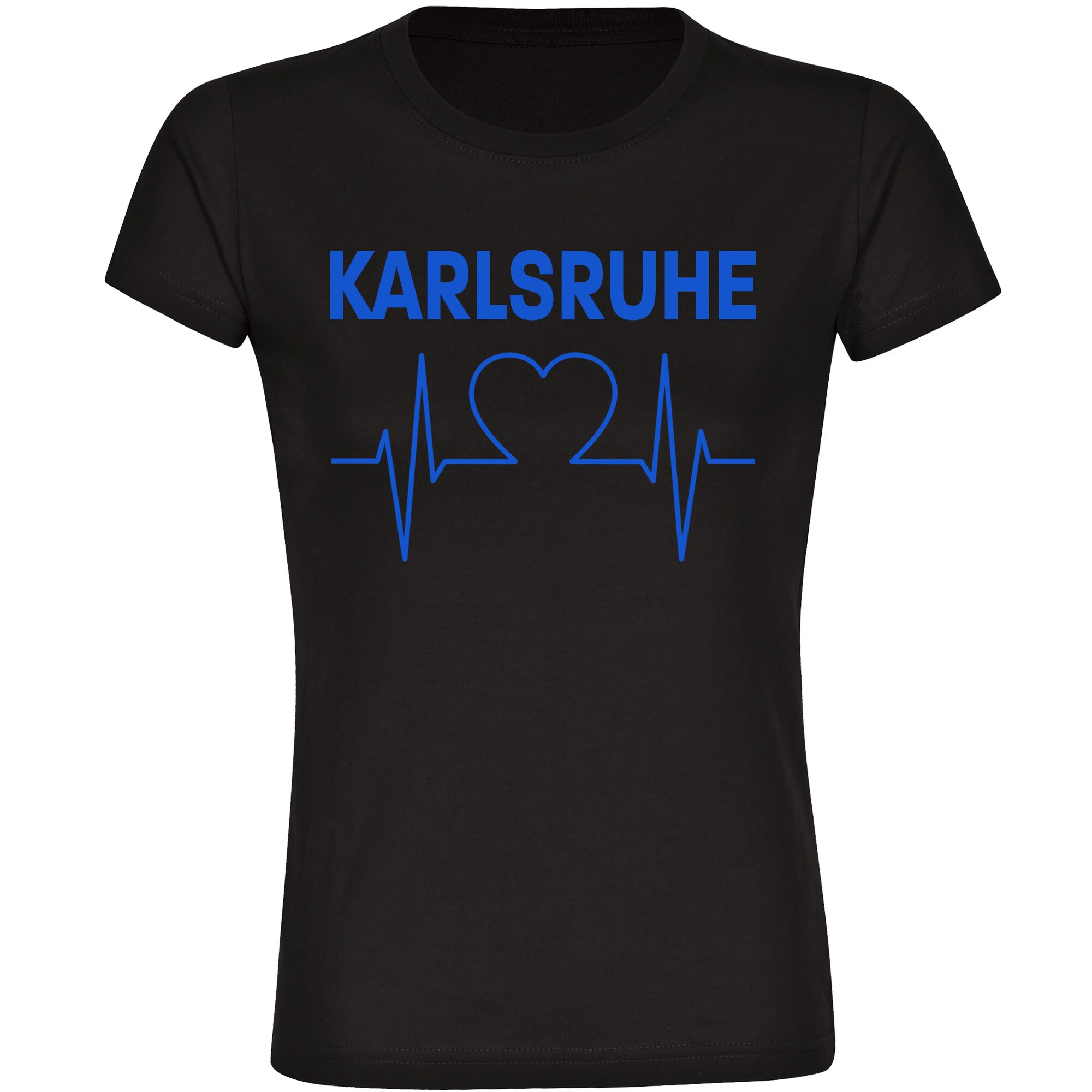 multifanshop Damen T-Shirt - Karlsruhe - Herzschlag - Druck blau - Frauen - Bild 1