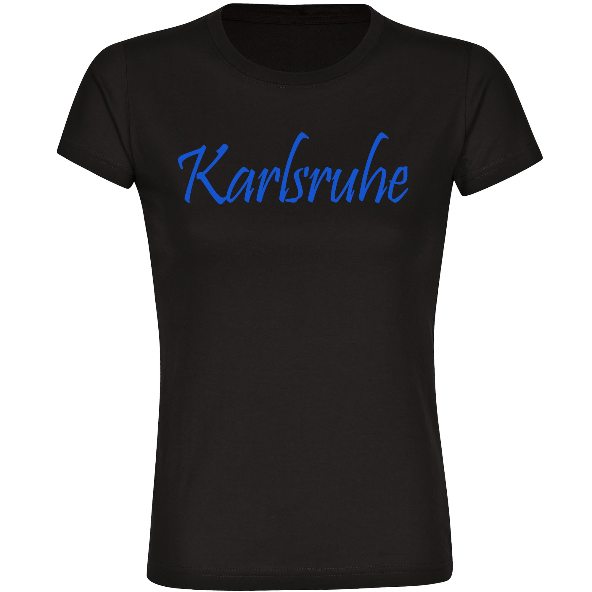 multifanshop Damen T-Shirt - Karlsruhe - Schriftzug - Druck blau - Frauen - Bild 1