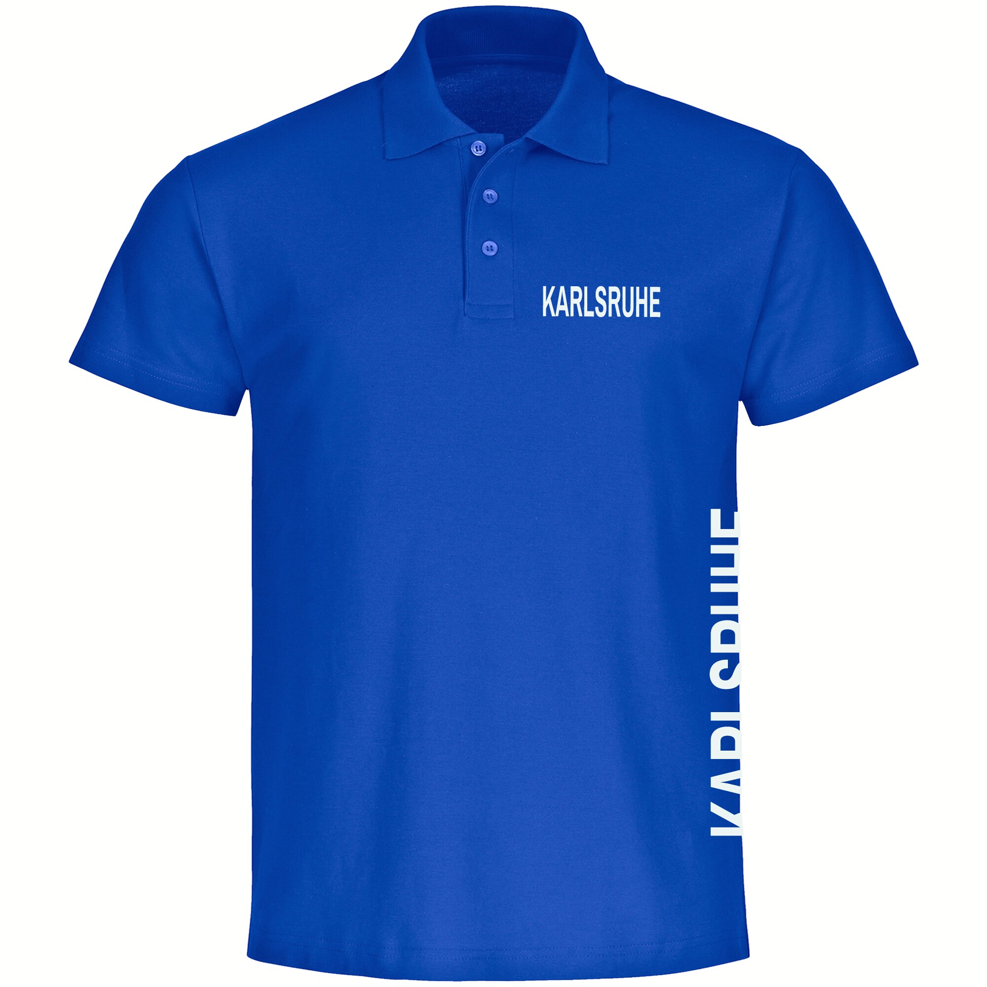 multifanshop Poloshirt - Karlsruhe - Brust & Seite - Druck wei&szlig; - Polo - Bild 1