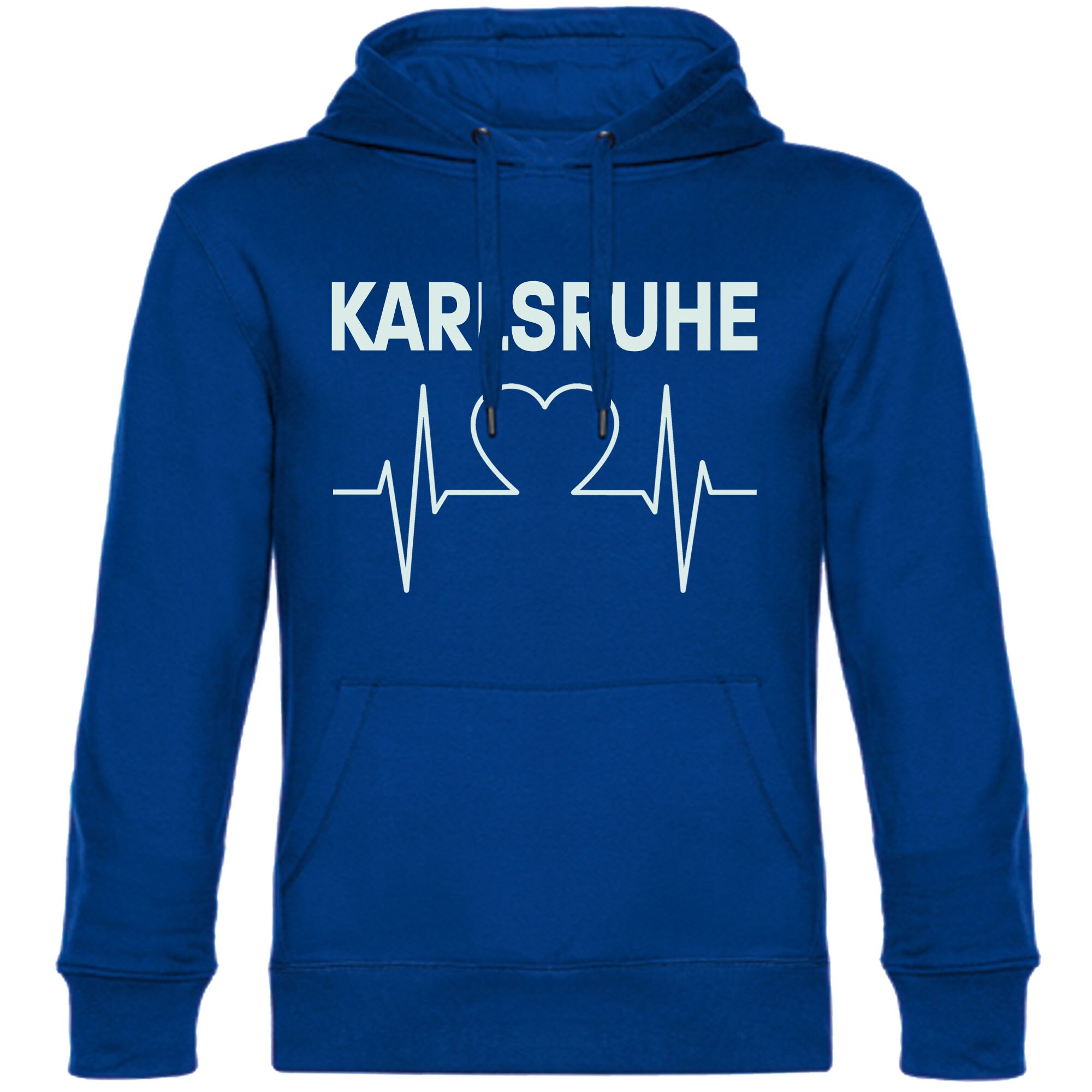 multifanshop Kapuzen Sweatshirt - Karlsruhe - Herzschlag - Druck wei&szlig; - Hoodie - Bild 1