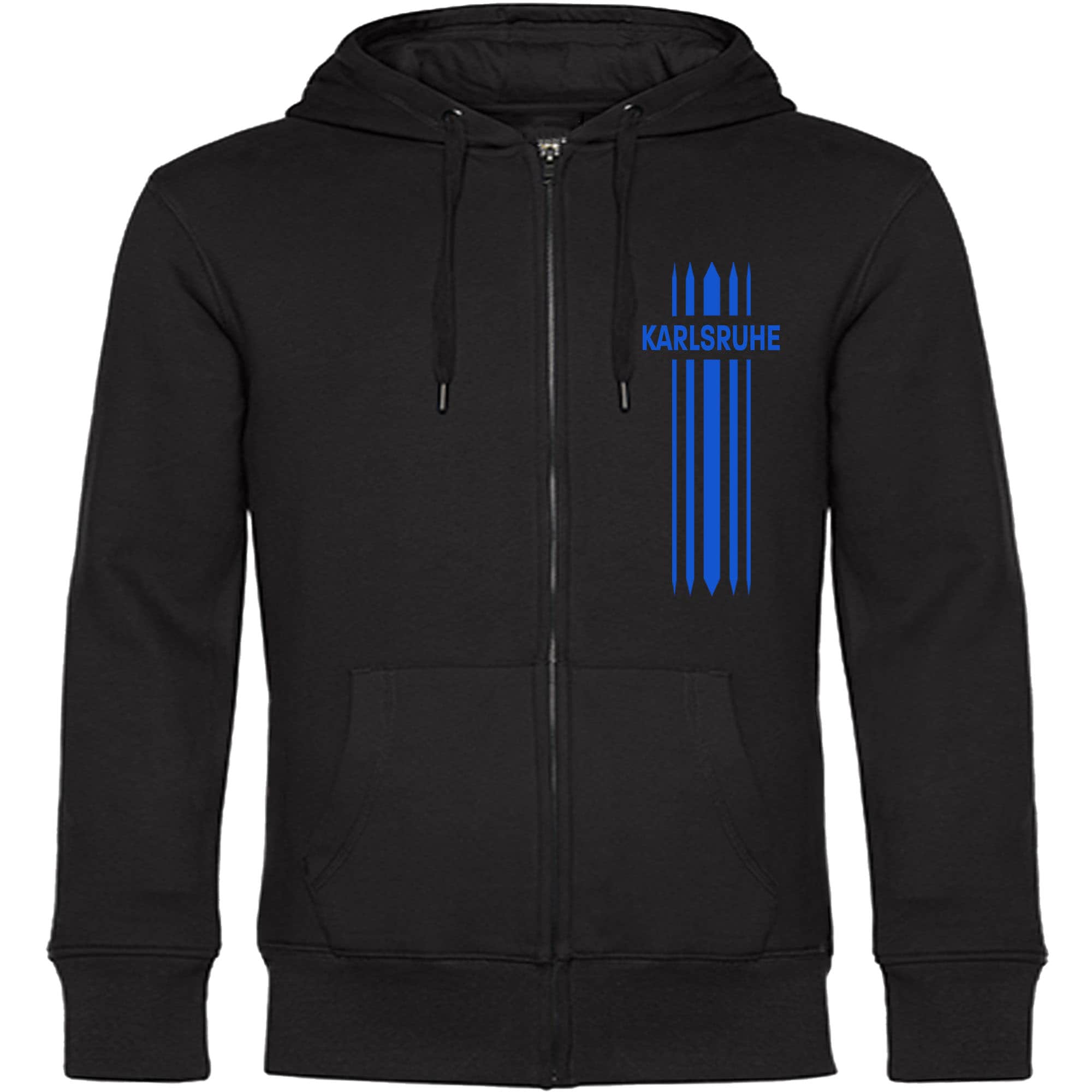 multifanshop Kapuzen Sweatshirt Jacke - Karlsruhe - Streifen - Druck blau - Sweat - Bild 1