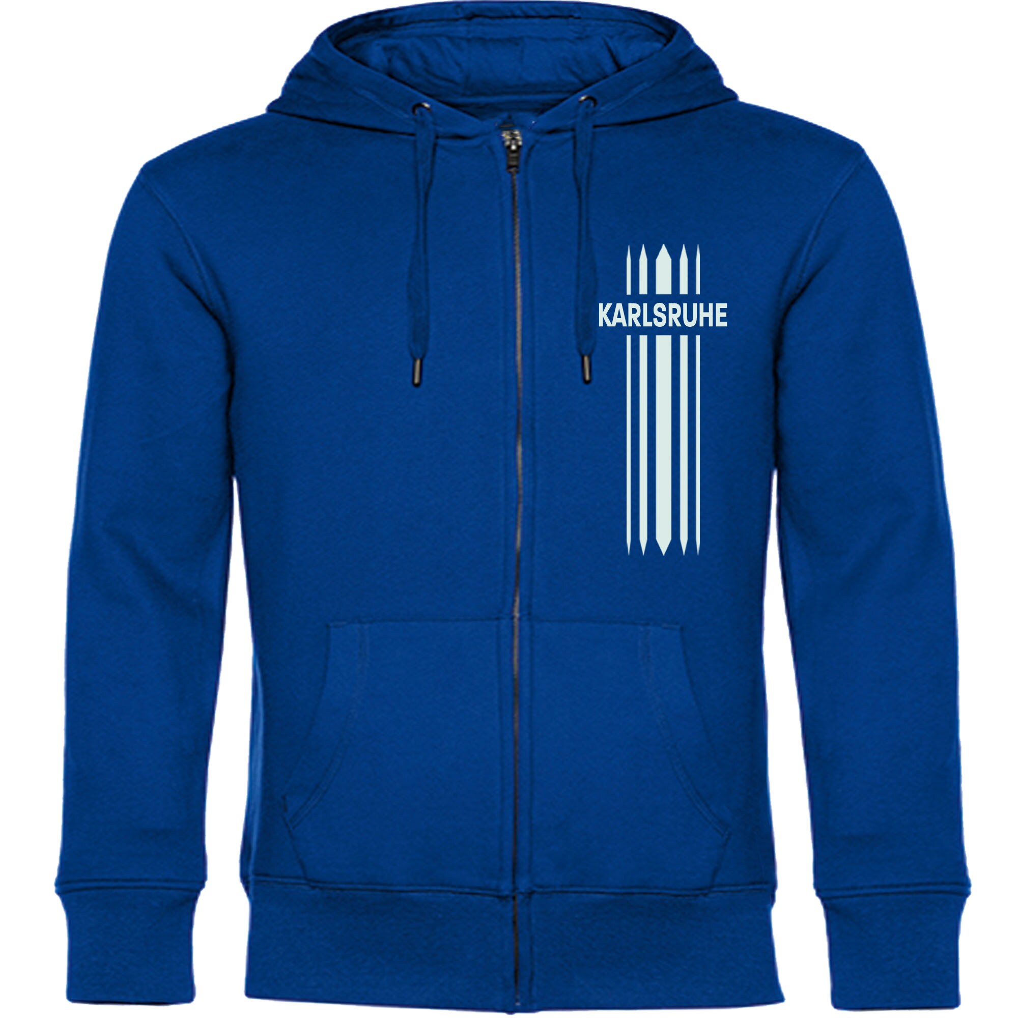 multifanshop Kapuzen Sweatshirt Jacke - Karlsruhe - Streifen - Druck wei&szlig; - Sweat - Bild 1