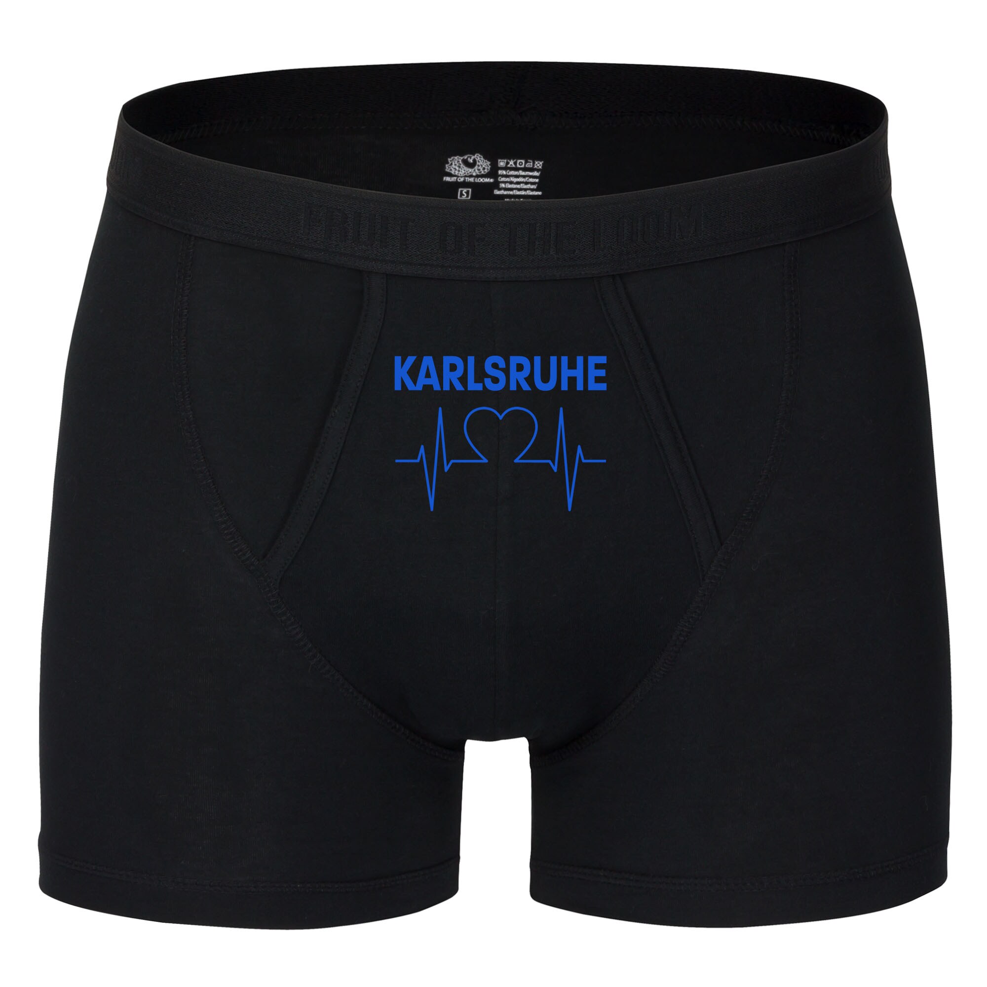multifanshop Herren Boxer Short - Karlsruhe - Herzschlag - Druck blau - Unterw&auml;sche - Bild 1