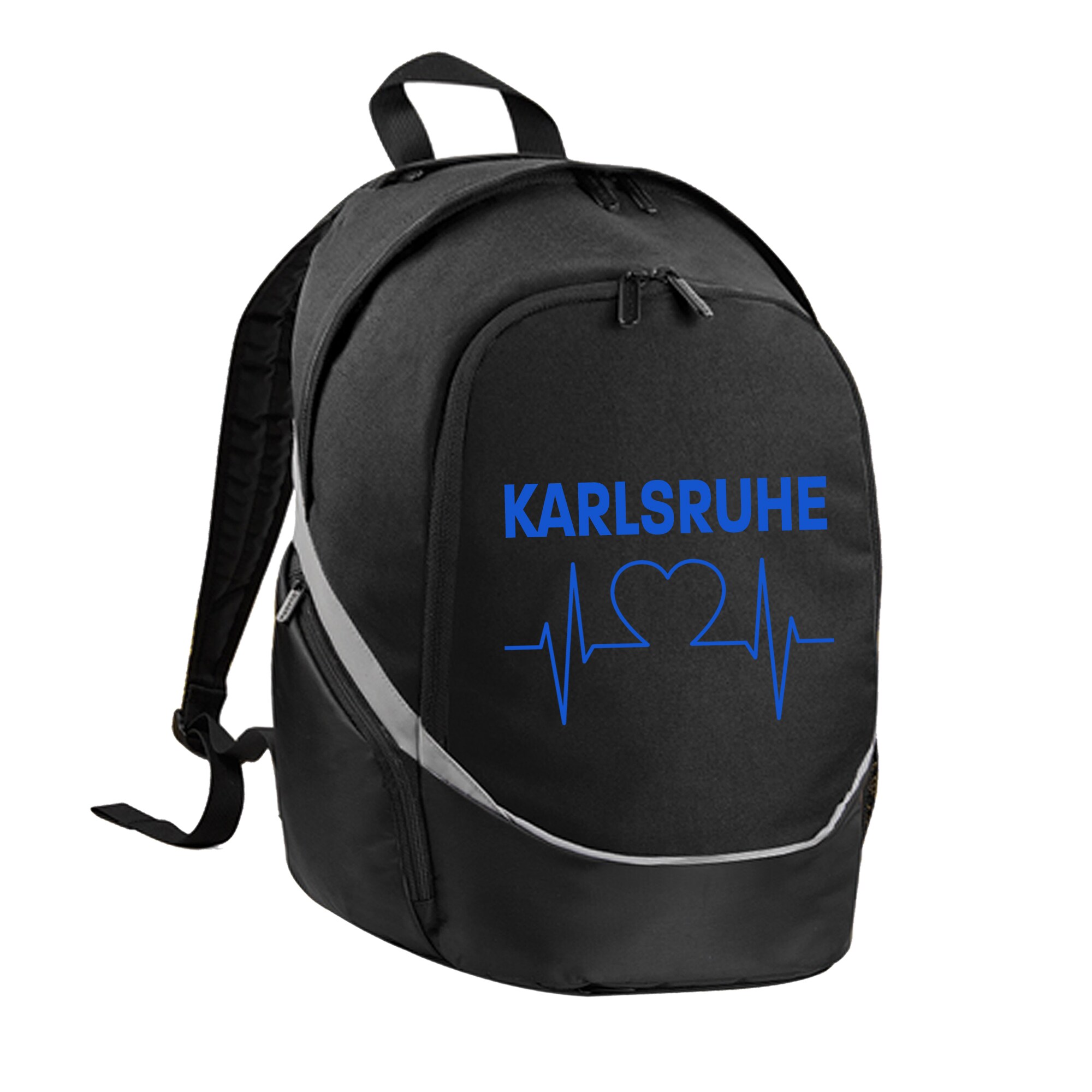 multifanshop Rucksack - Karlsruhe - Herzschlag - Druck blau - Tasche - Bild 1