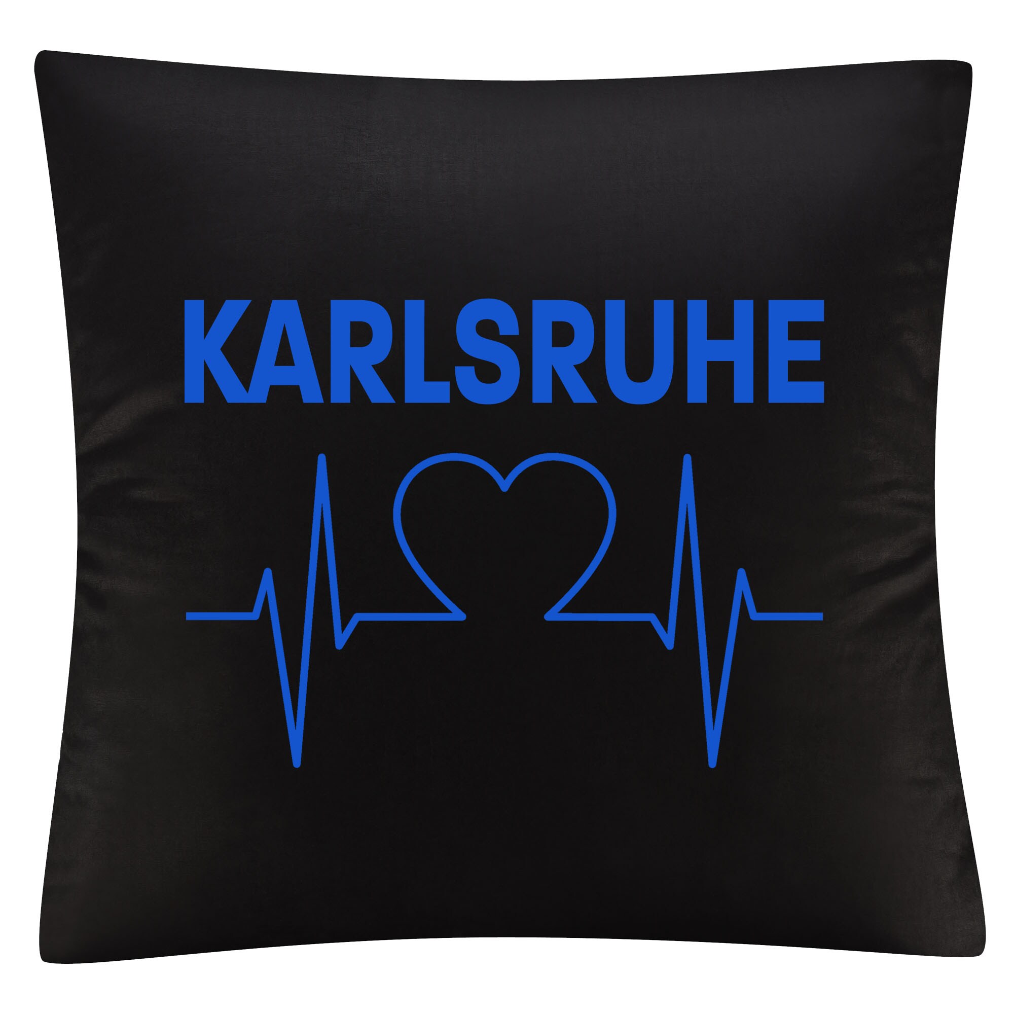 multifanshop Kissenbezug - Karlsruhe - Herzschlag - Druck blau - Kissen - Bild 1