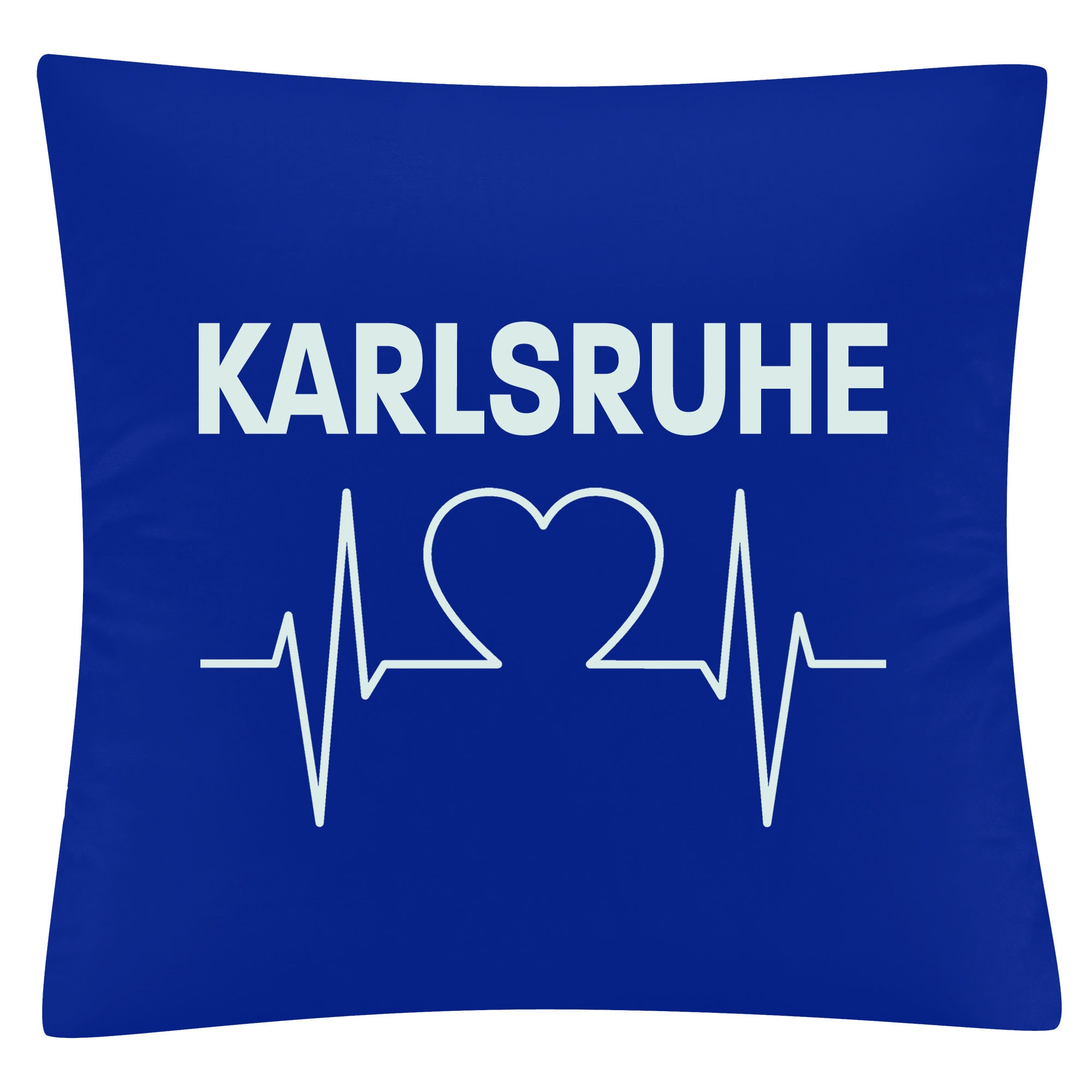 multifanshop Kissenbezug - Karlsruhe - Herzschlag - Druck wei&szlig; - Kissen - Bild 1
