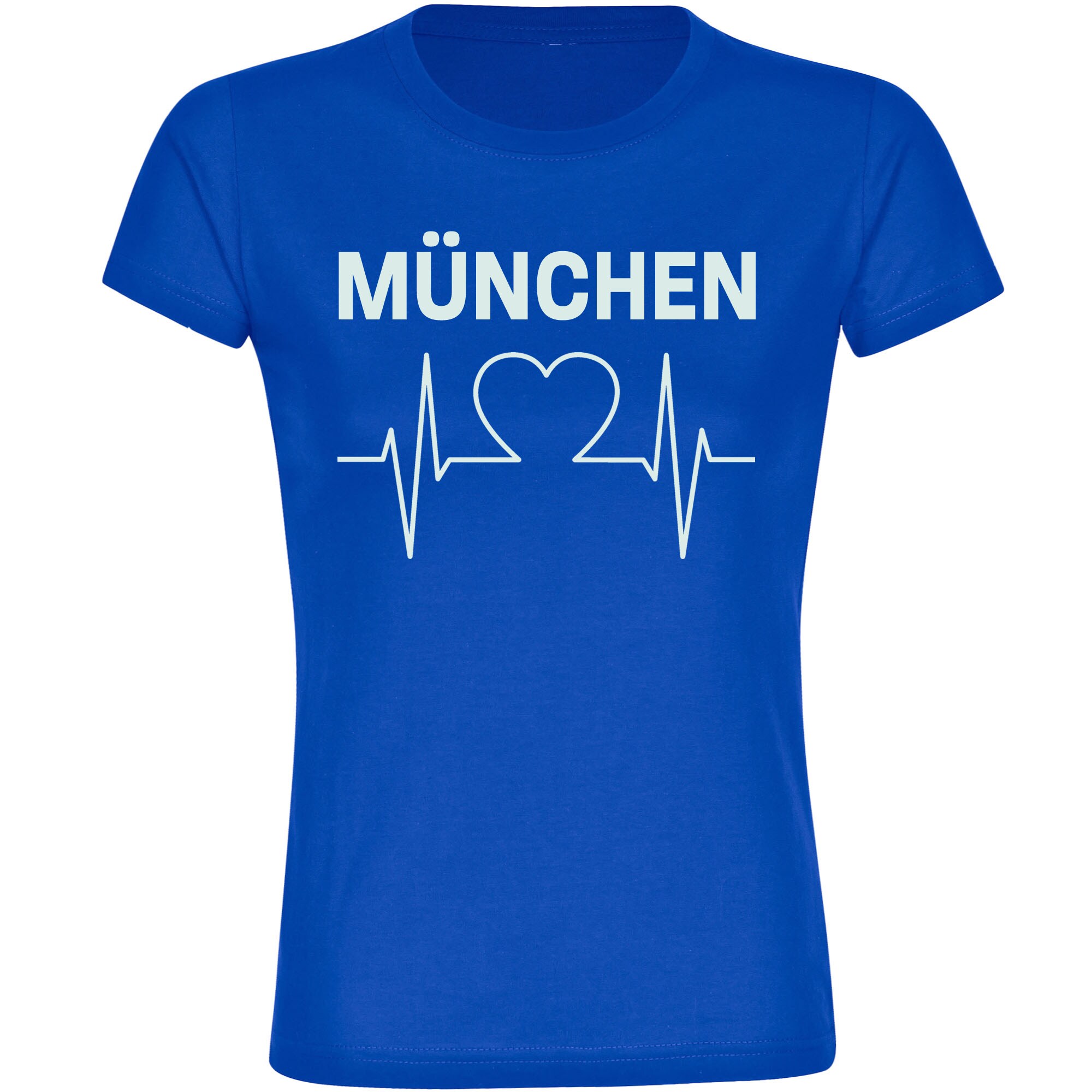 multifanshop Damen T-Shirt - M&uuml;nchen blau - Herzschlag - Druck wei&szlig; - Frauen - Bild 1