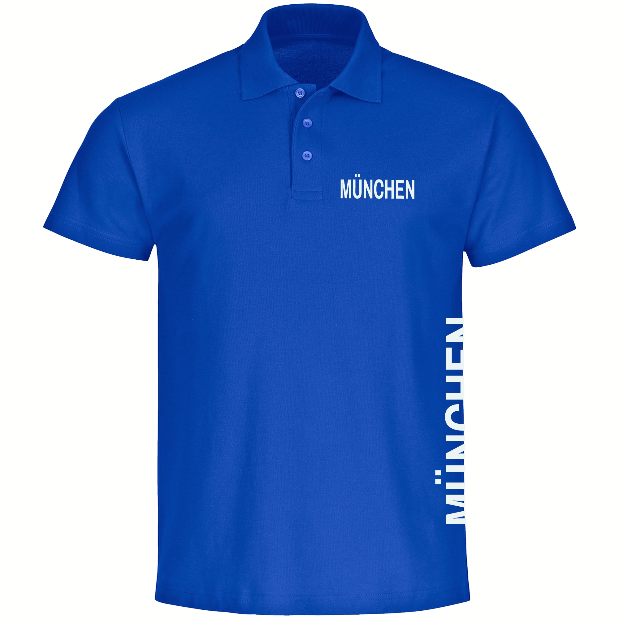multifanshop Poloshirt - M&uuml;nchen blau - Brust & Seite - Druck wei&szlig; - Polo - Bild 1