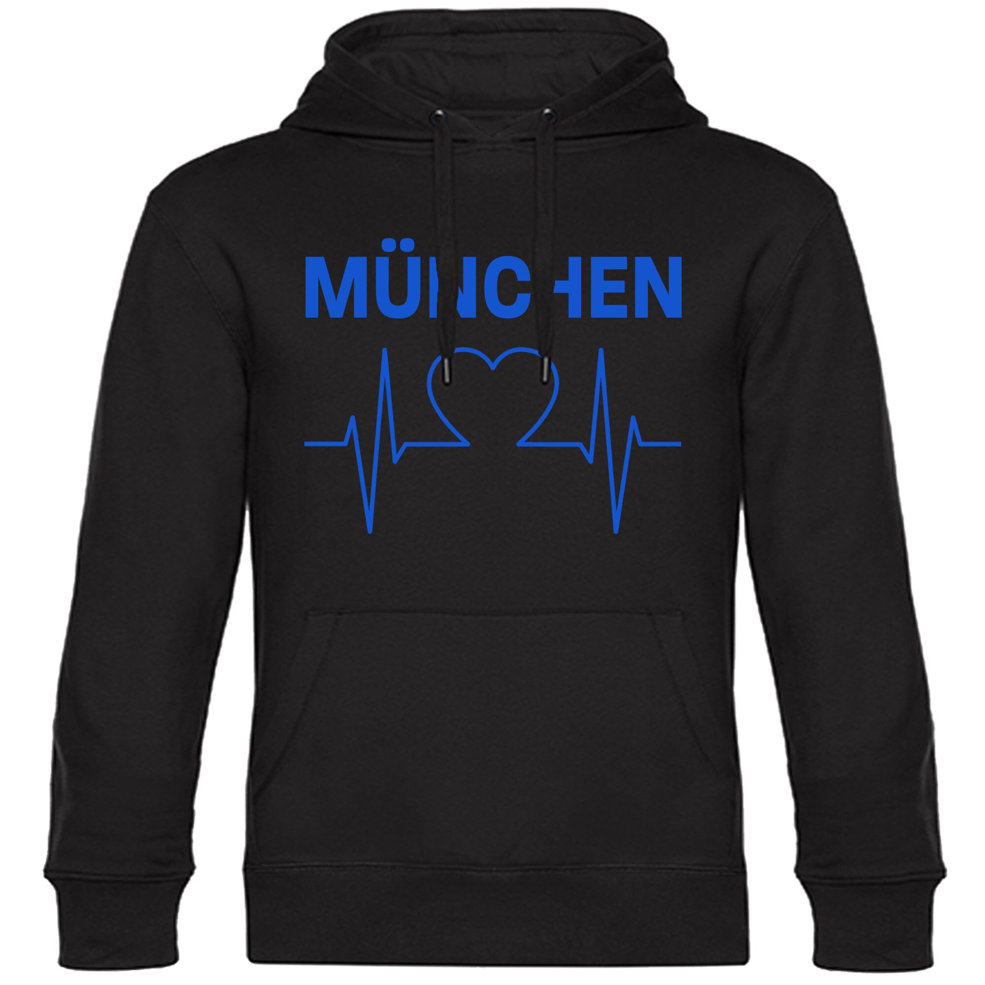 multifanshop Kapuzen Sweatshirt - M&uuml;nchen blau - Herzschlag - Druck blau - Hoodie - Bild 1