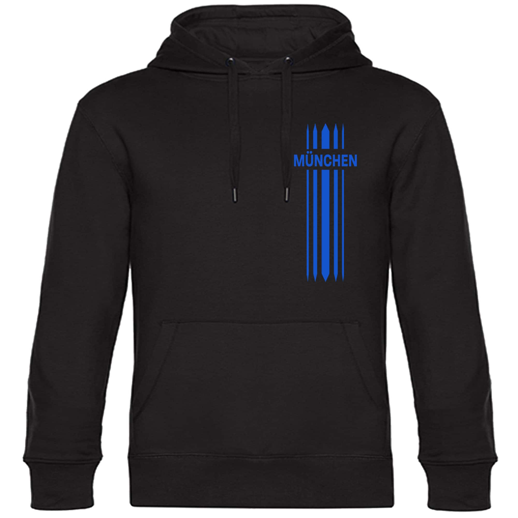 multifanshop Kapuzen Sweatshirt - M&uuml;nchen blau - Streifen - Druck blau - Hoodie - Bild 1