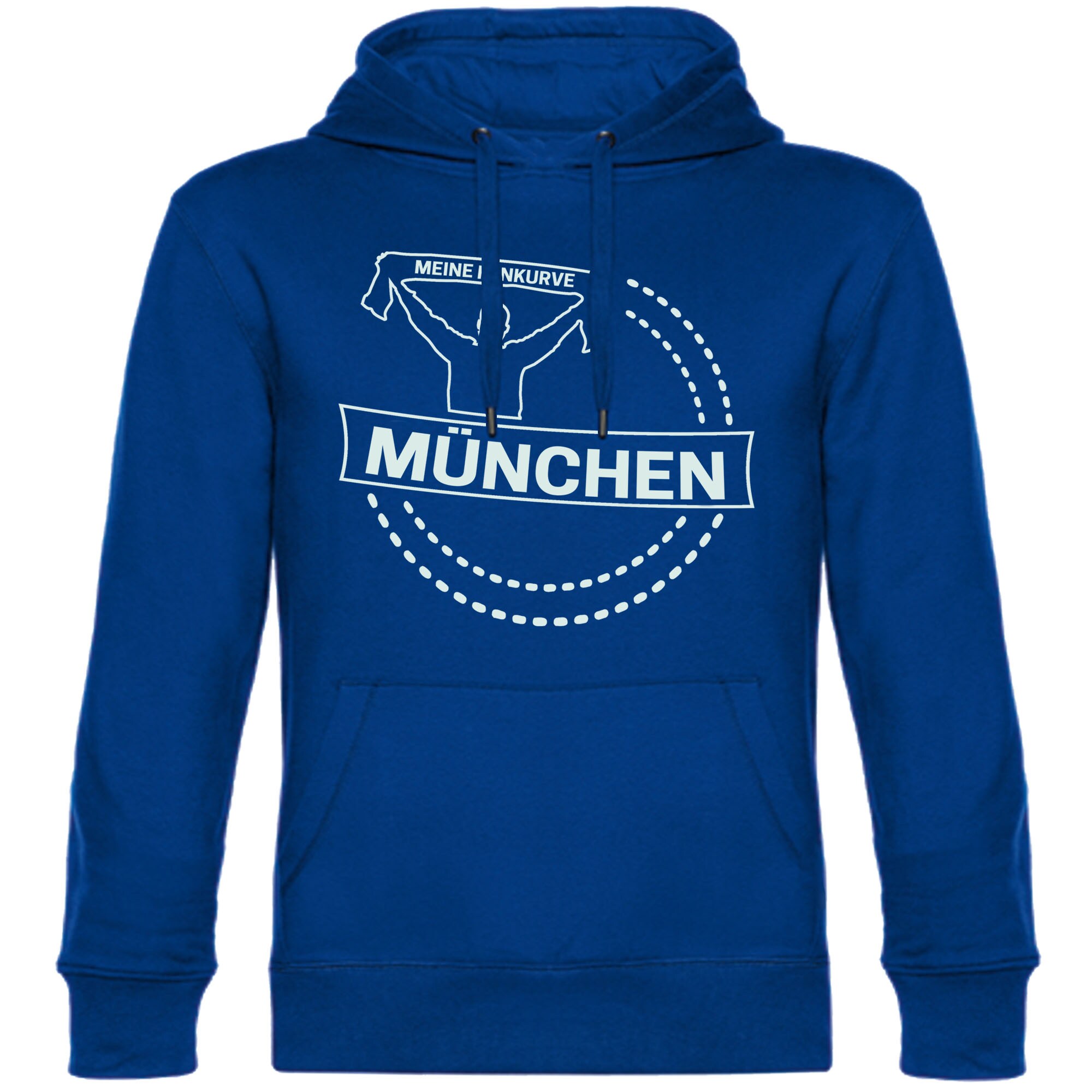 multifanshop Kapuzen Sweatshirt - M&uuml;nchen blau - Meine Fankurve - Druck wei&szlig; - Hoodie - Bild 1