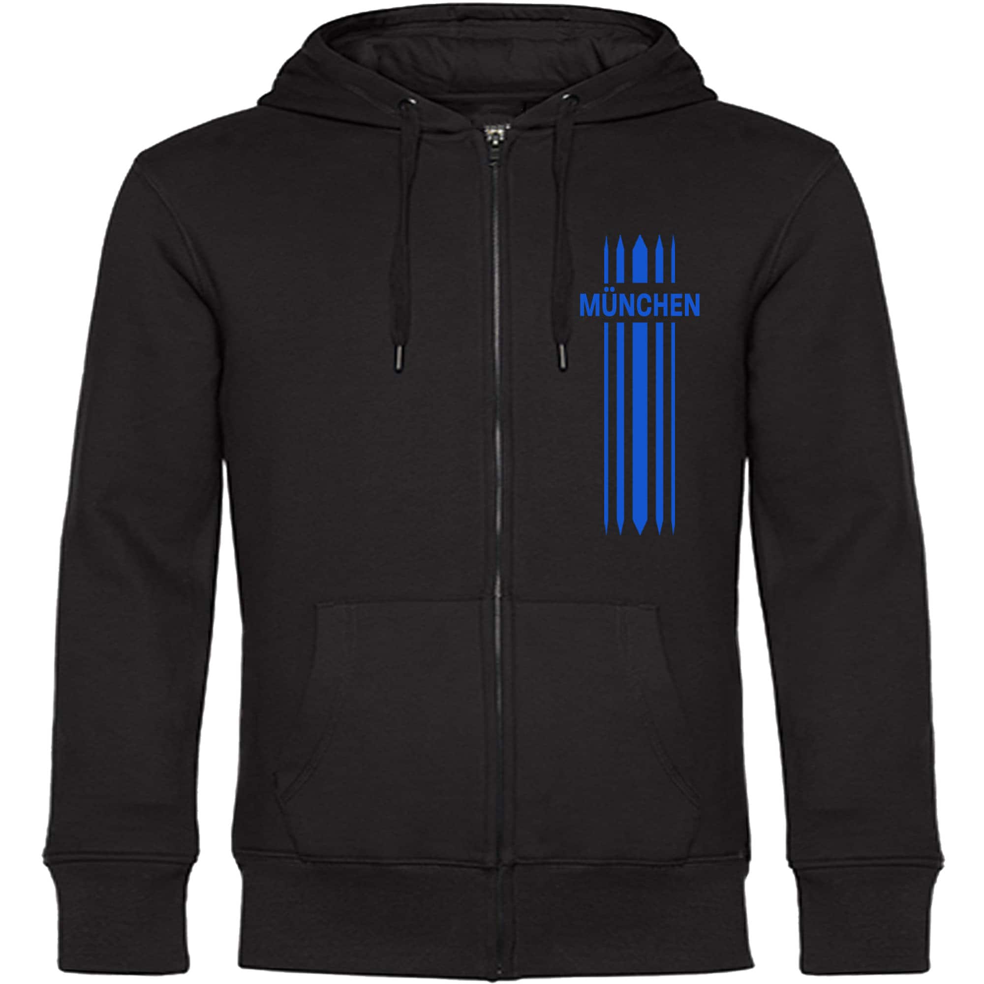 multifanshop Kapuzen Sweatshirt Jacke - M&uuml;nchen blau - Streifen - Druck blau - Sweat - Bild 1