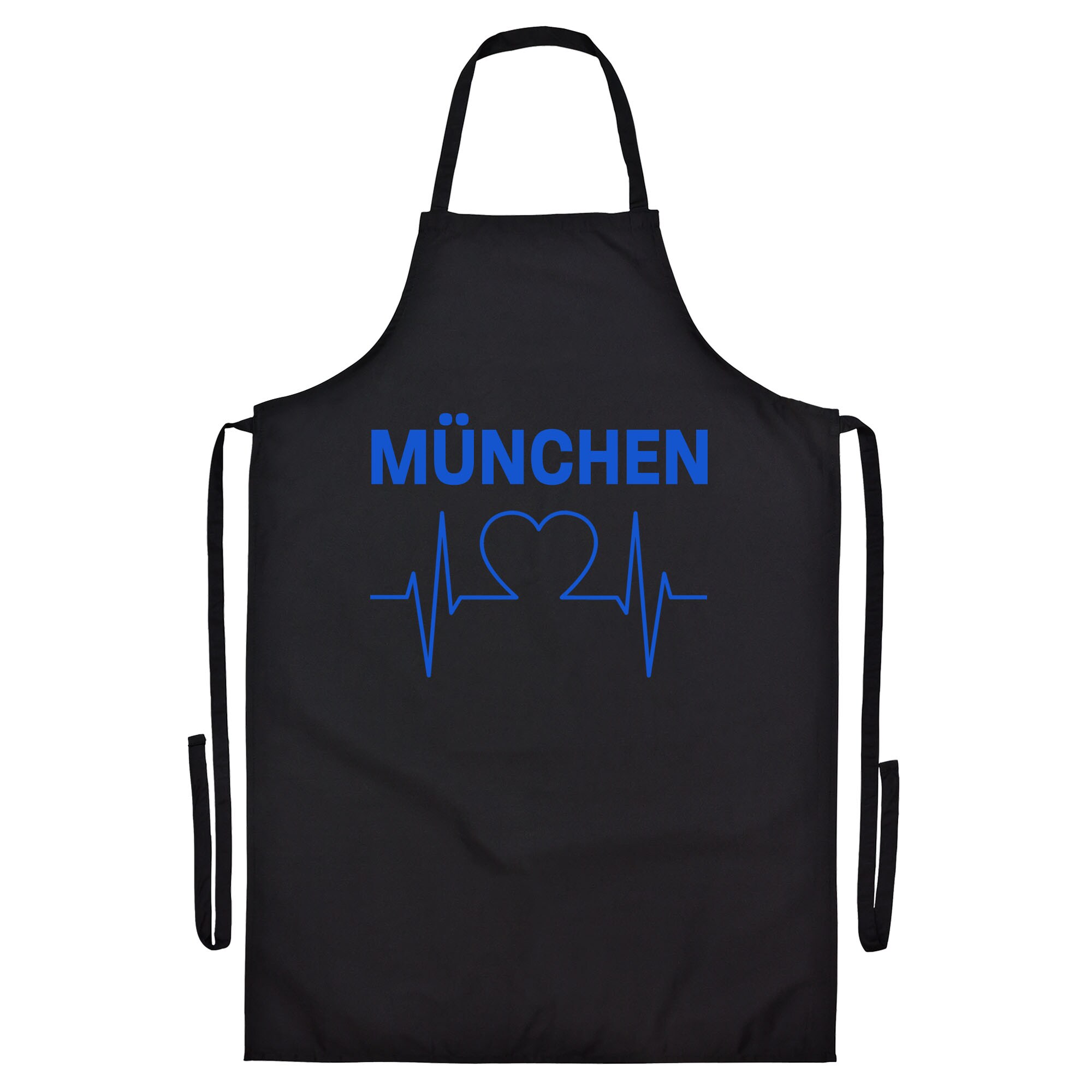 multifanshop Grillsch&uuml;rze - M&uuml;nchen blau - Herzschlag - Druck blau - Sch&uuml;rze - Bild 1