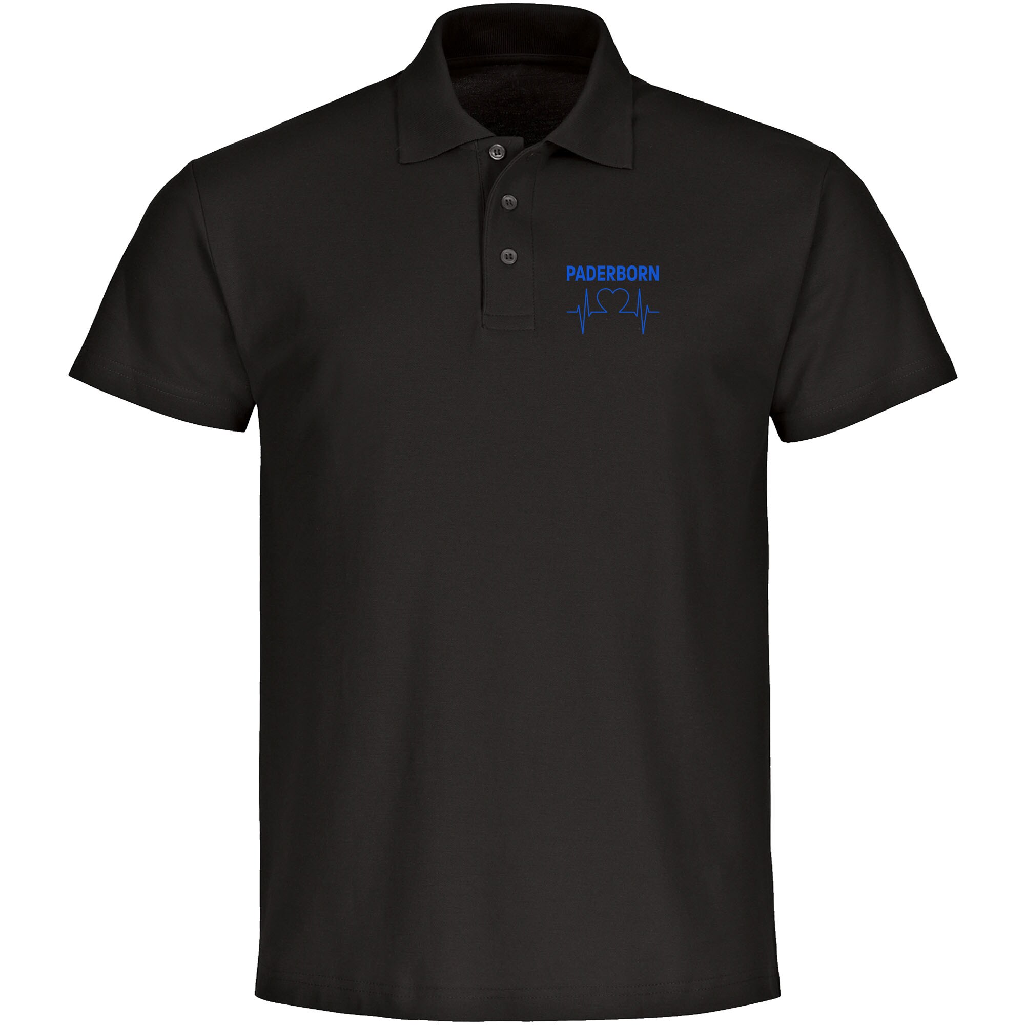 multifanshop Poloshirt - Paderborn - Herzschlag - Druck blau - Polo - Bild 1