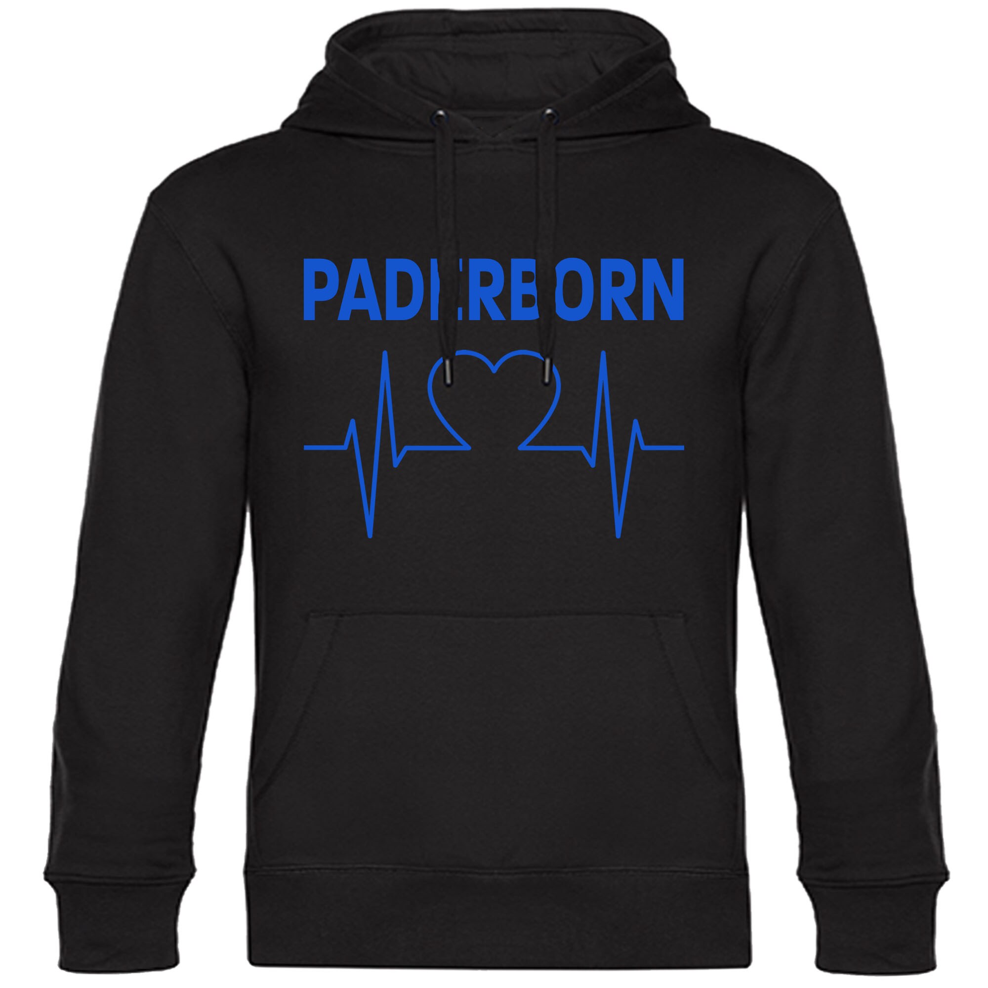 multifanshop Kapuzen Sweatshirt - Paderborn - Herzschlag - Druck blau - Hoodie - Bild 1