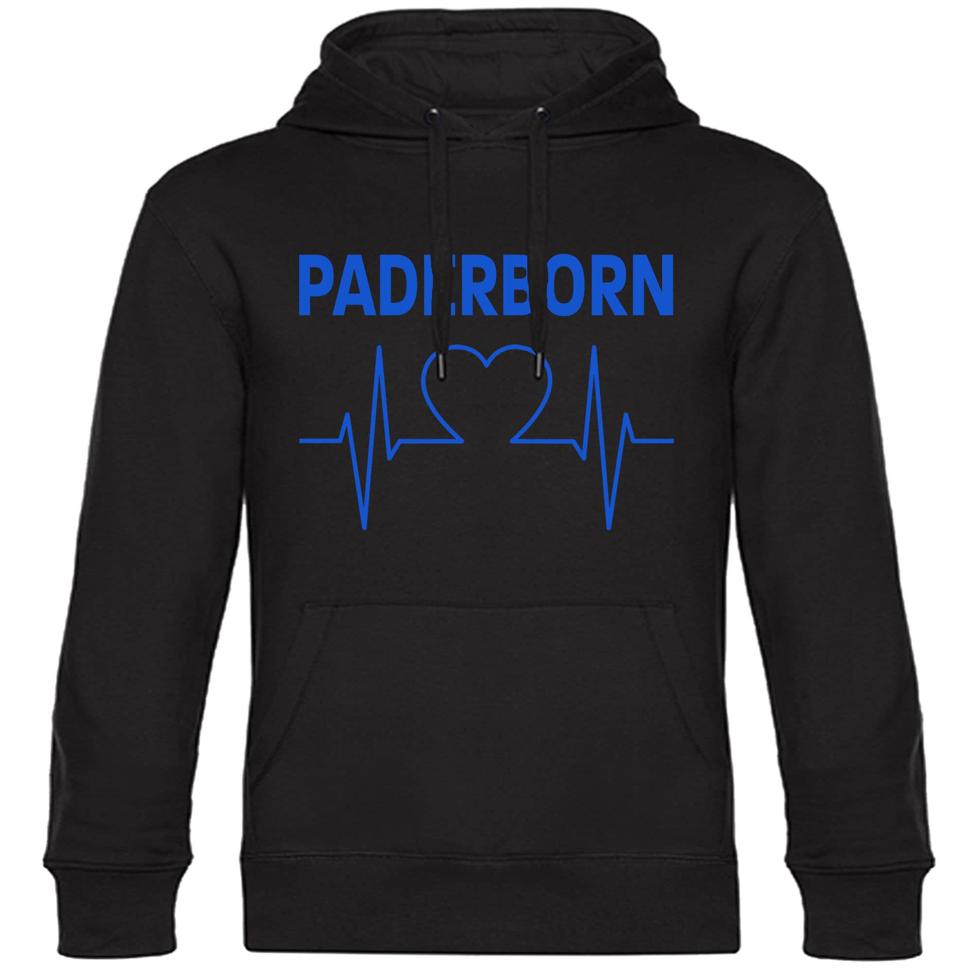 multifanshop Kapuzen Sweatshirt - Paderborn - Herzschlag - Druck blau - Hoodie - Bild 1