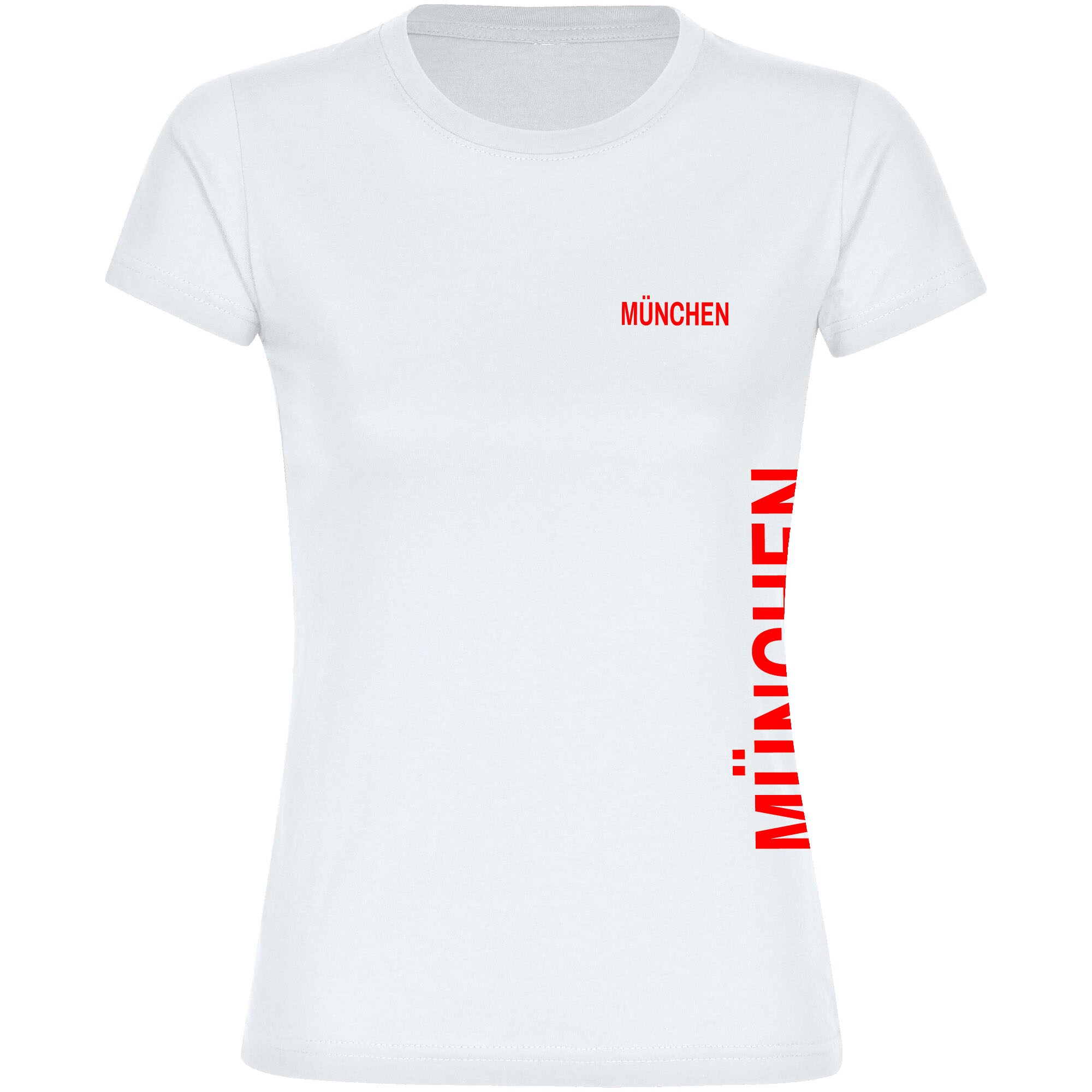 multifanshop Damen T-Shirt - M&uuml;nchen rot - Brust & Seite - Druck rot - Frauen - Bild 1