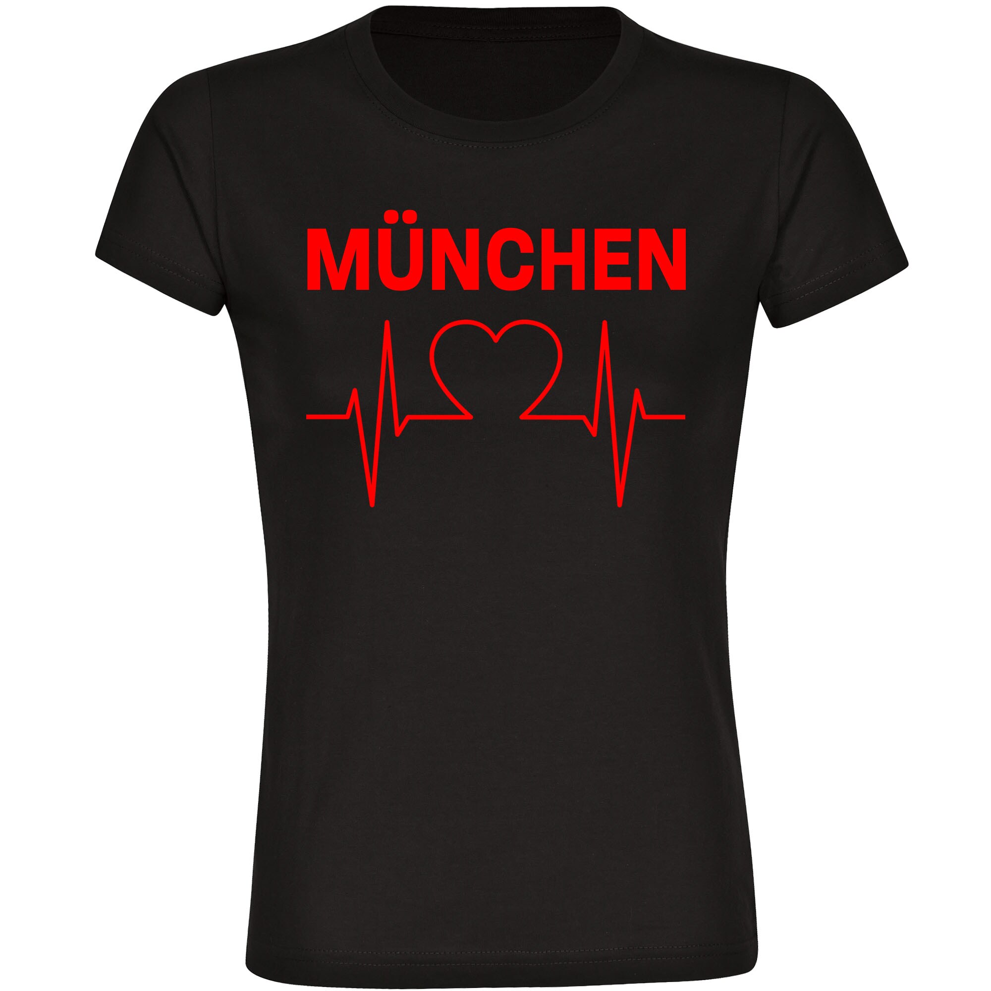 multifanshop Damen T-Shirt - M&uuml;nchen rot - Herzschlag - Druck rot - Frauen - Bild 1