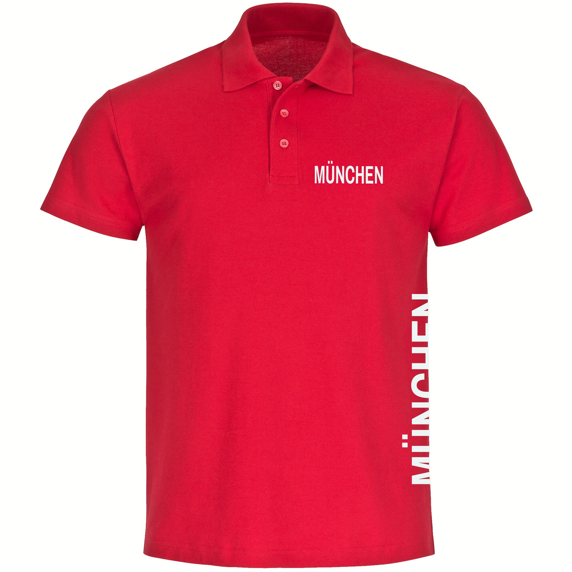multifanshop Poloshirt - M&uuml;nchen rot - Brust & Seite - Druck wei&szlig; - Polo - Bild 1