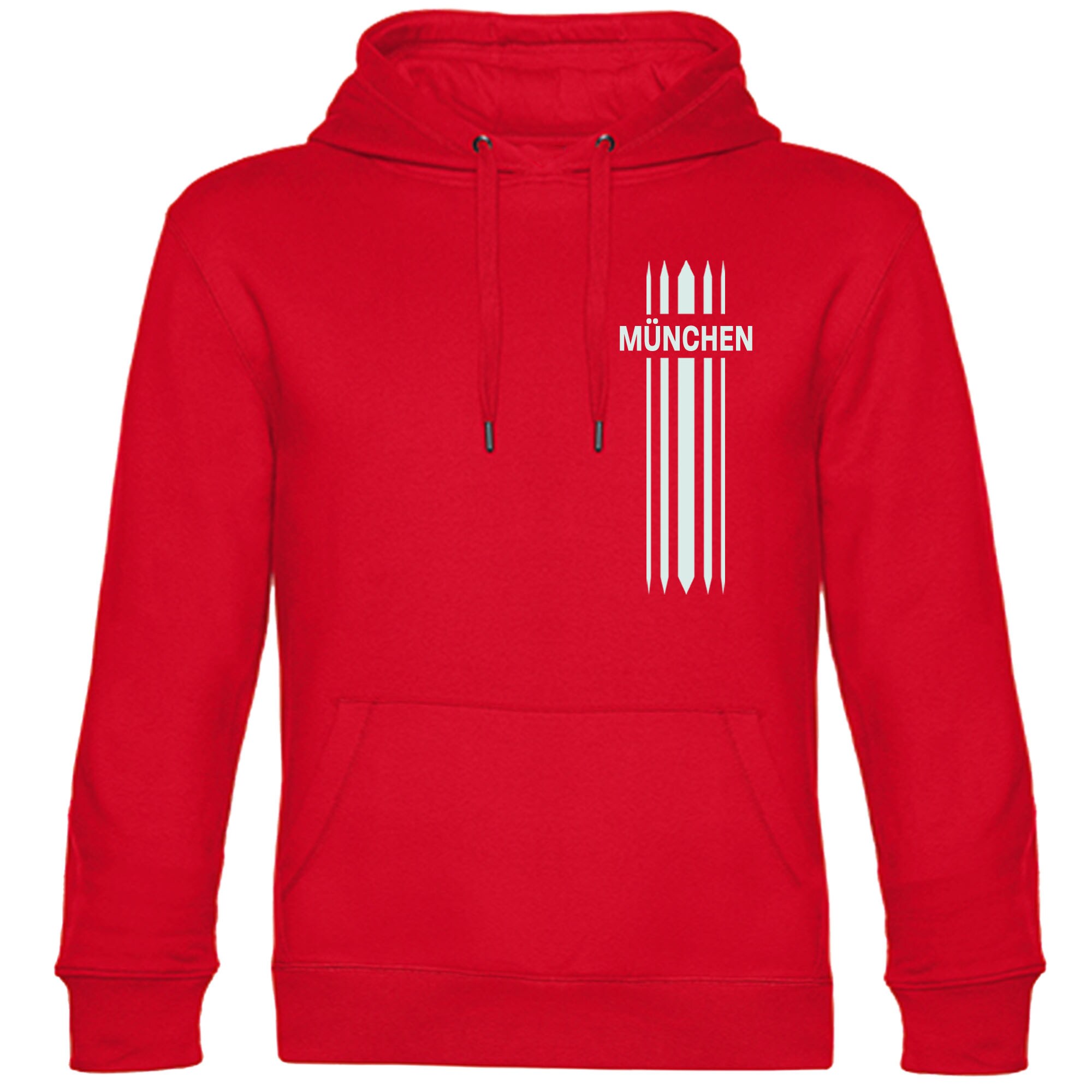 multifanshop Kapuzen Sweatshirt - M&uuml;nchen rot - Streifen - Druck wei&szlig; - Hoodie - Bild 1