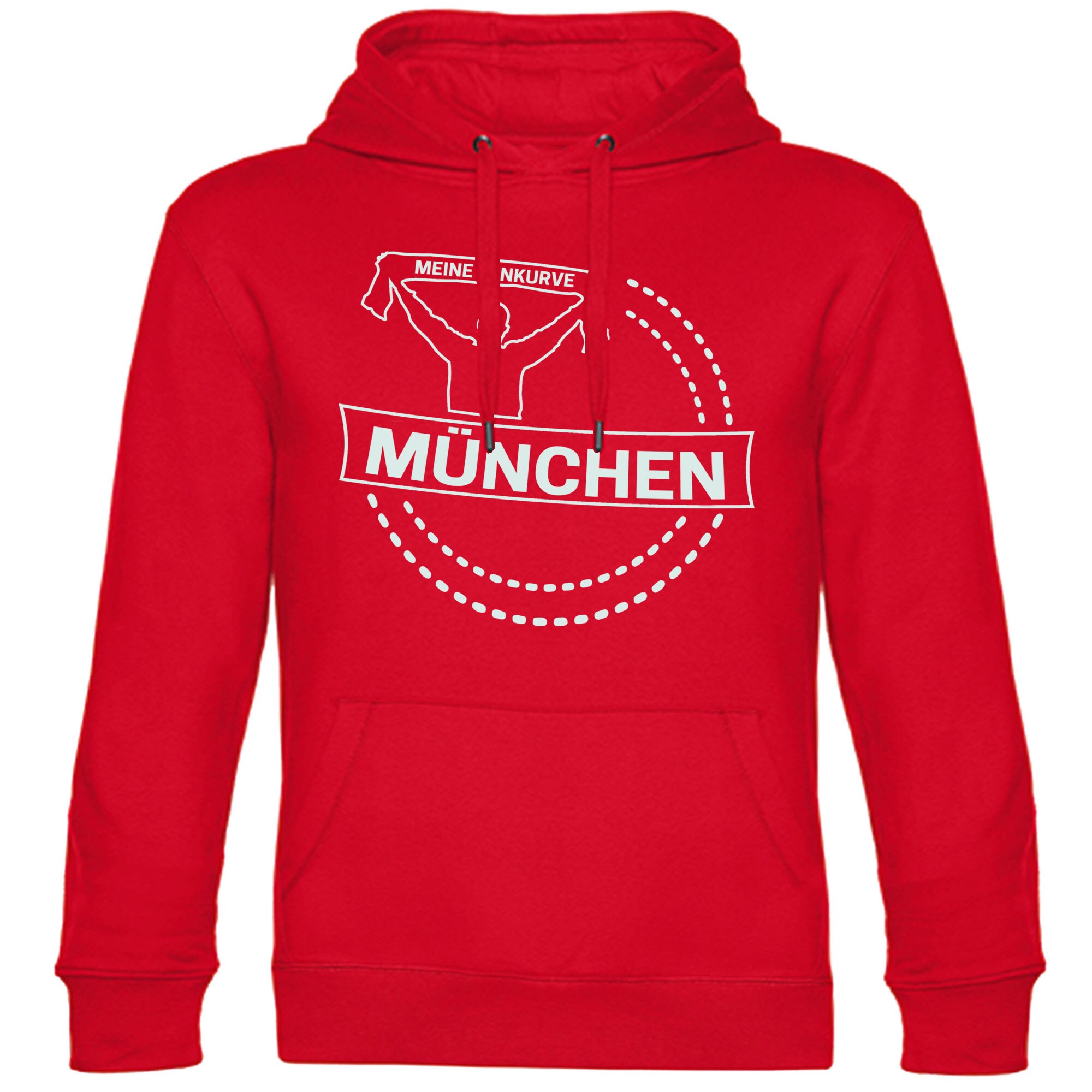 multifanshop Kapuzen Sweatshirt - M&uuml;nchen rot - Meine Fankurve - Druck wei&szlig; - Hoodie - Bild 1