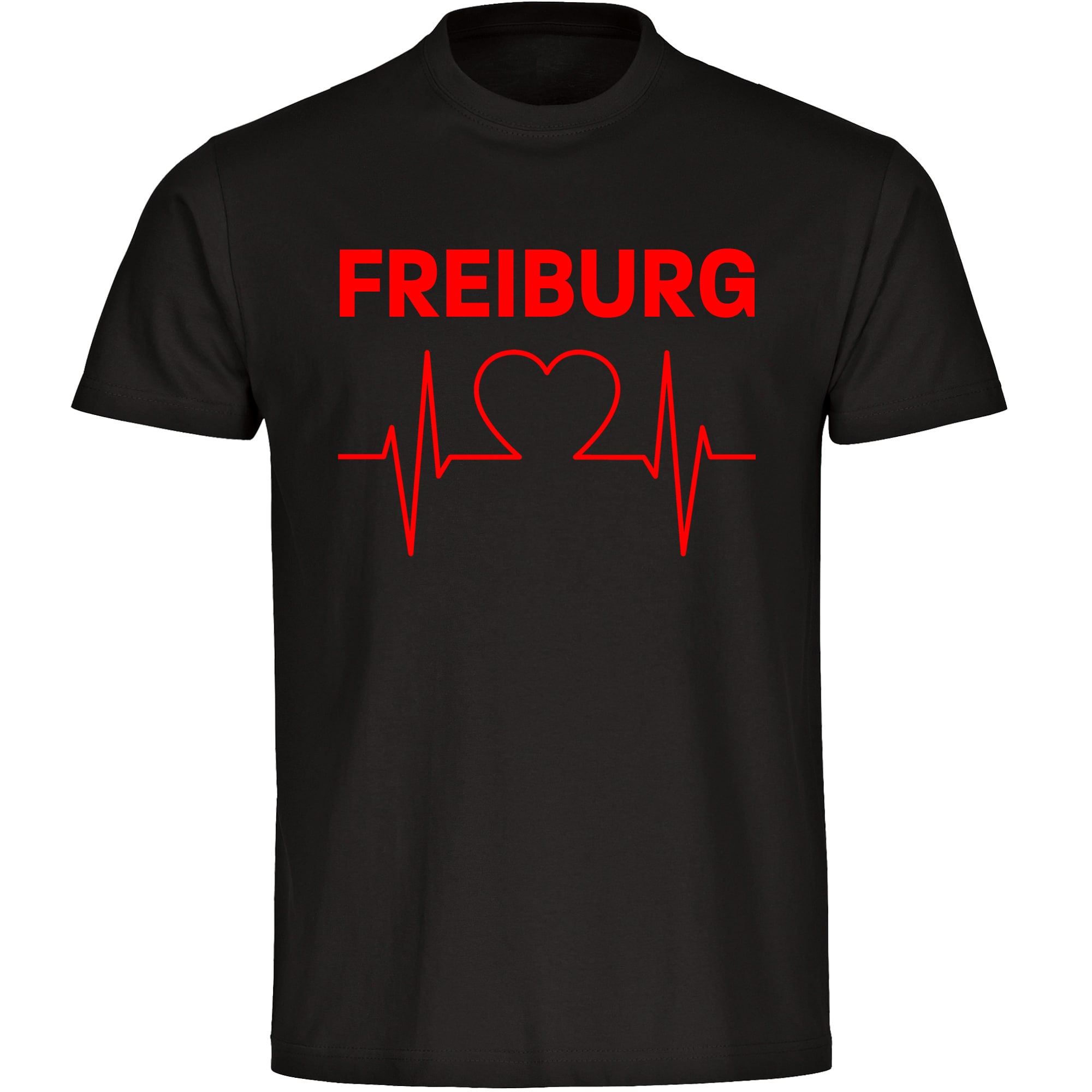 multifanshop Herren T-Shirt - Freiburg - Herzschlag - Druck rot - M&auml;nner - Bild 1