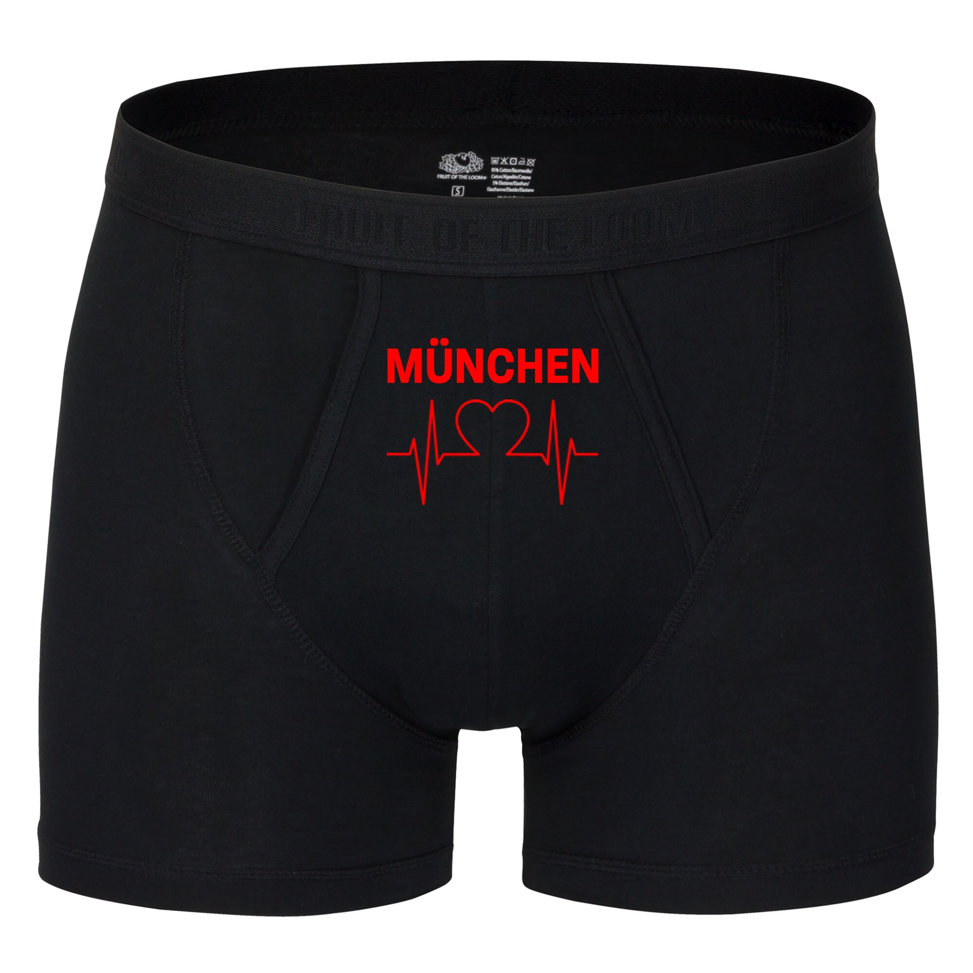 multifanshop Herren Boxer Short - M&uuml;nchen rot - Herzschlag - Druck rot - Unterw&auml;sche - Bild 1