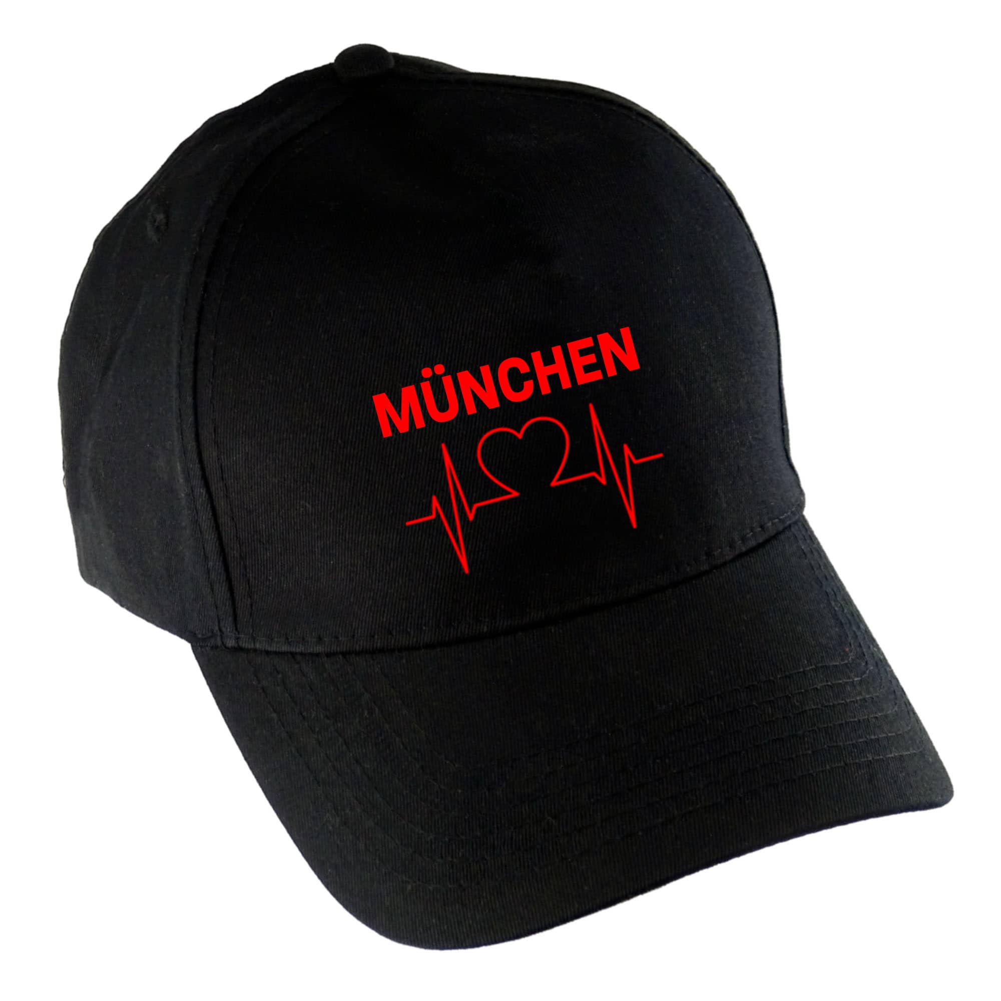multifanshop Baseballcap - M&uuml;nchen rot - Herzschlag - Druck rot - M&uuml;tze - Bild 1