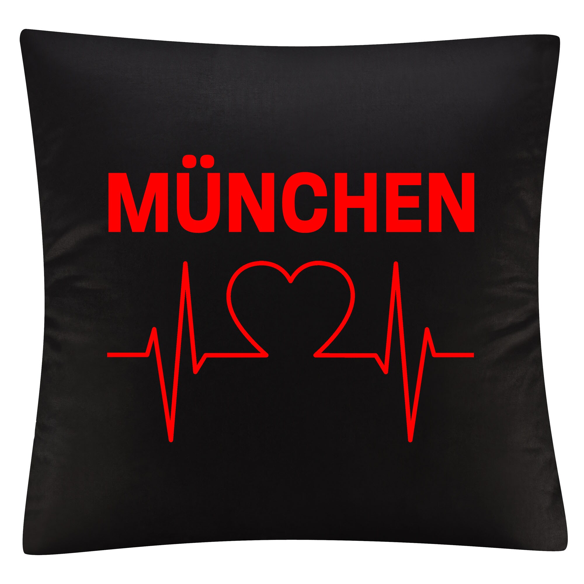 multifanshop Kissenbezug - M&uuml;nchen rot - Herzschlag - Druck rot - Kissen - Bild 1