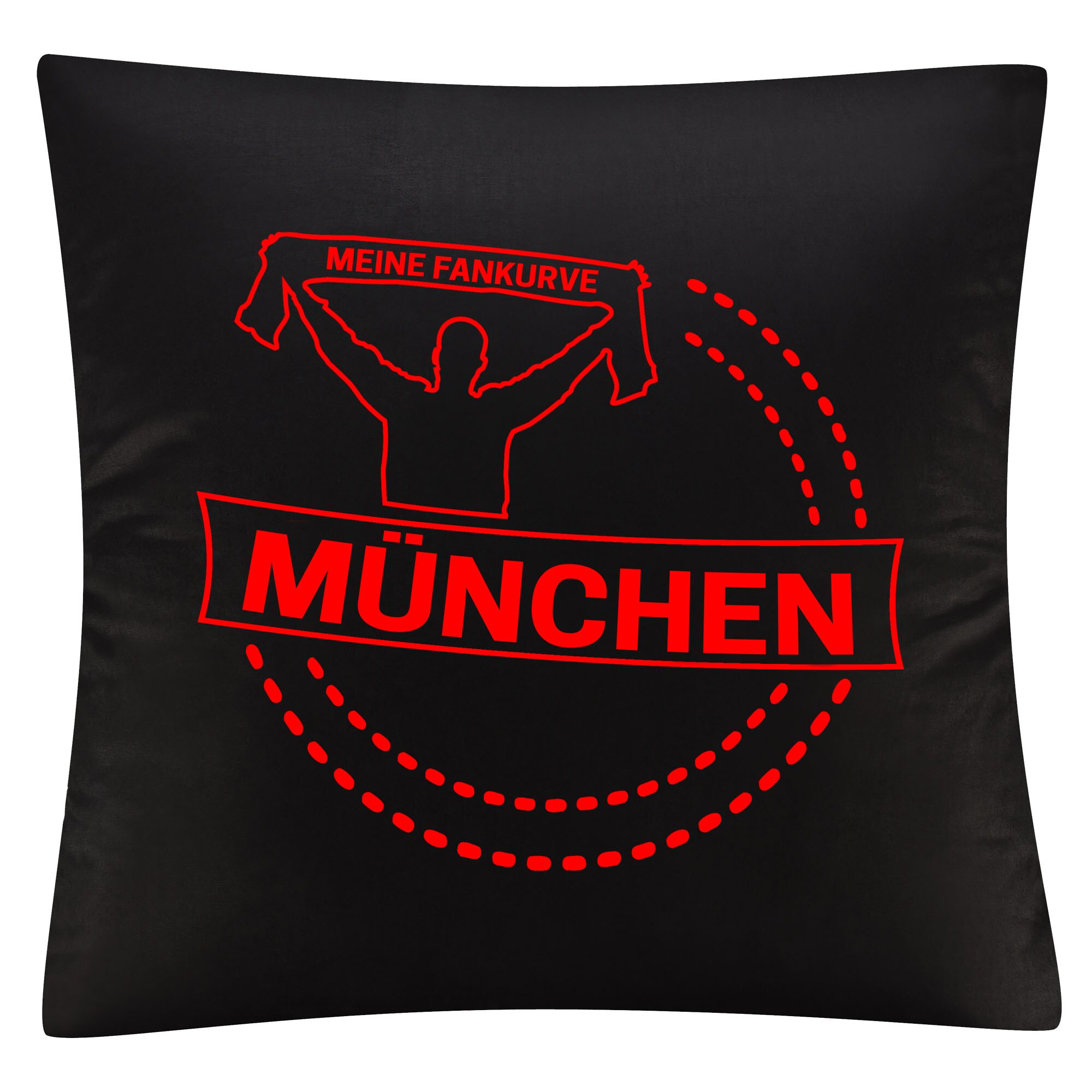 multifanshop Kissenbezug - M&uuml;nchen rot - Meine Fankurve - Druck rot - Kissen - Bild 1