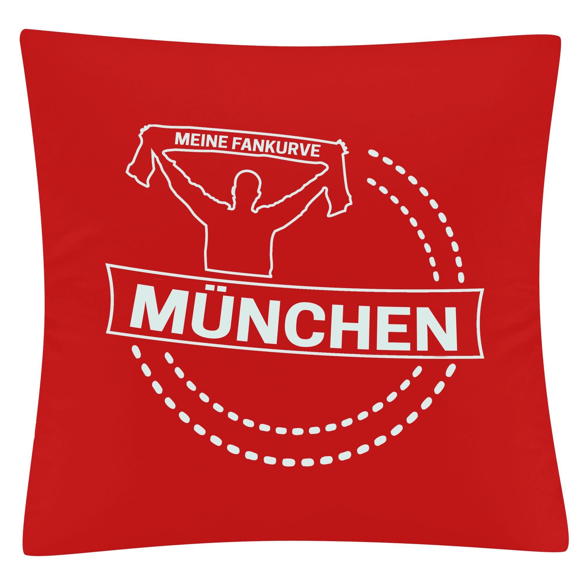 multifanshop Kissenbezug - M&uuml;nchen rot - Meine Fankurve - Druck wei&szlig; - Kissen - Bild 1