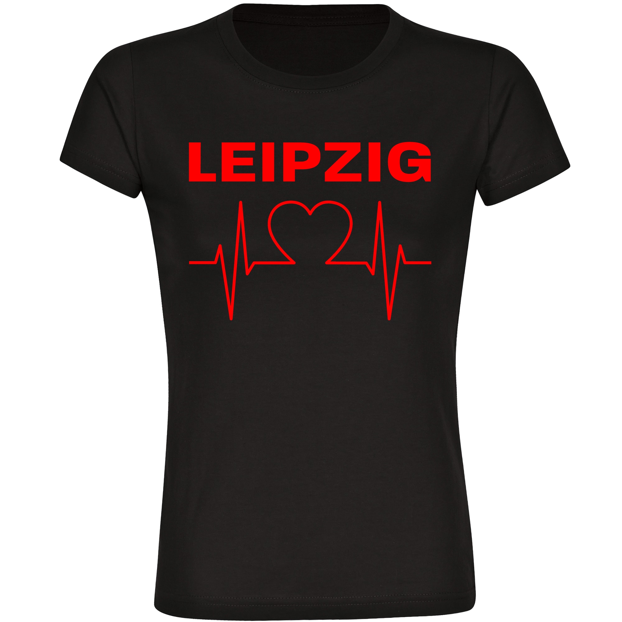 multifanshop Damen T-Shirt - Leipzig - Herzschlag - Druck rot - Frauen - Bild 1