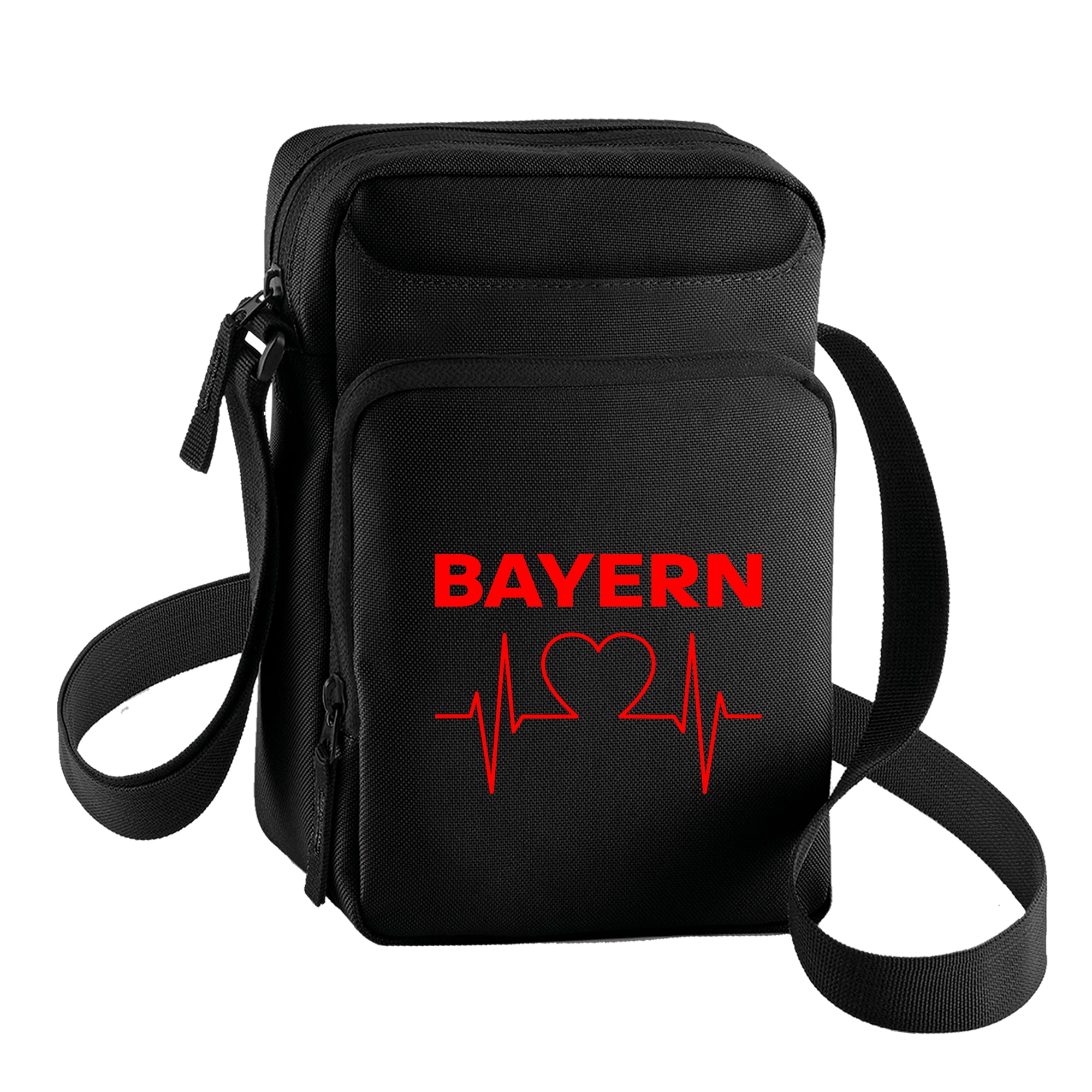 multifanshop Umh&auml;ngetasche - Bayern - Herzschlag - Druck rot - Tasche - Bild 1
