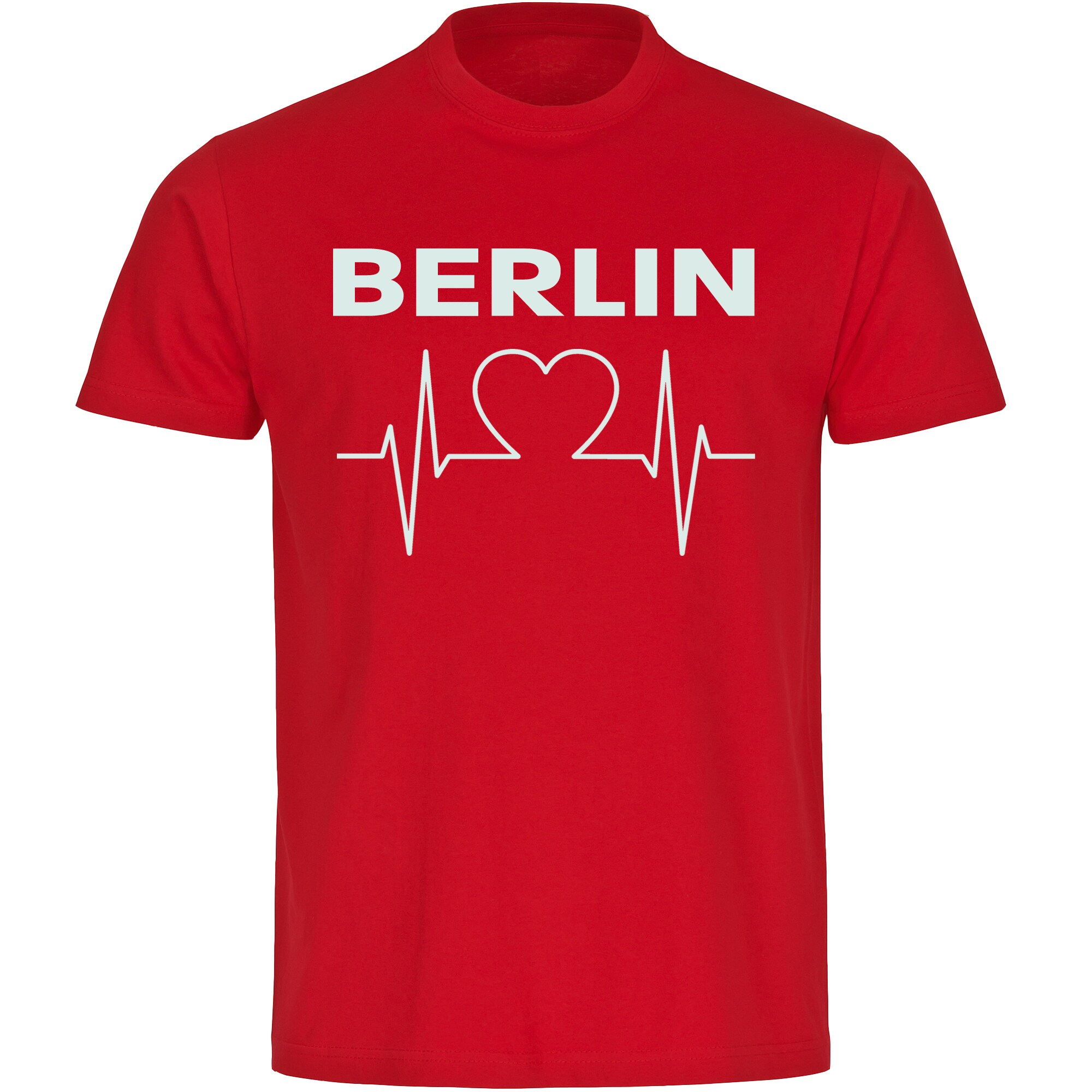 multifanshop Herren T-Shirt - Berlin rot - Herzschlag - Druck wei&szlig; - M&auml;nner - Bild 1