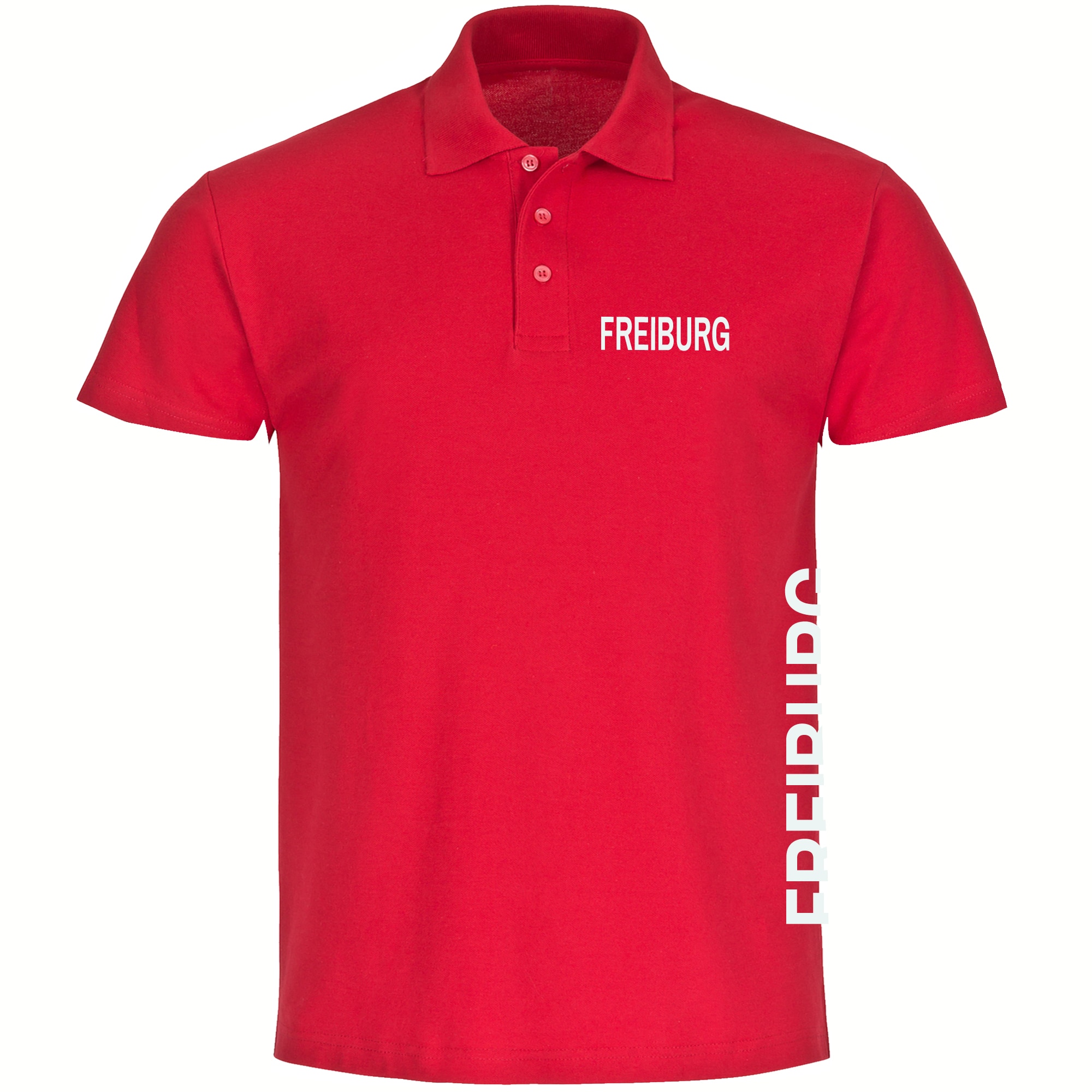 multifanshop Poloshirt - Freiburg - Brust & Seite - Druck wei&szlig; - Polo - Bild 1
