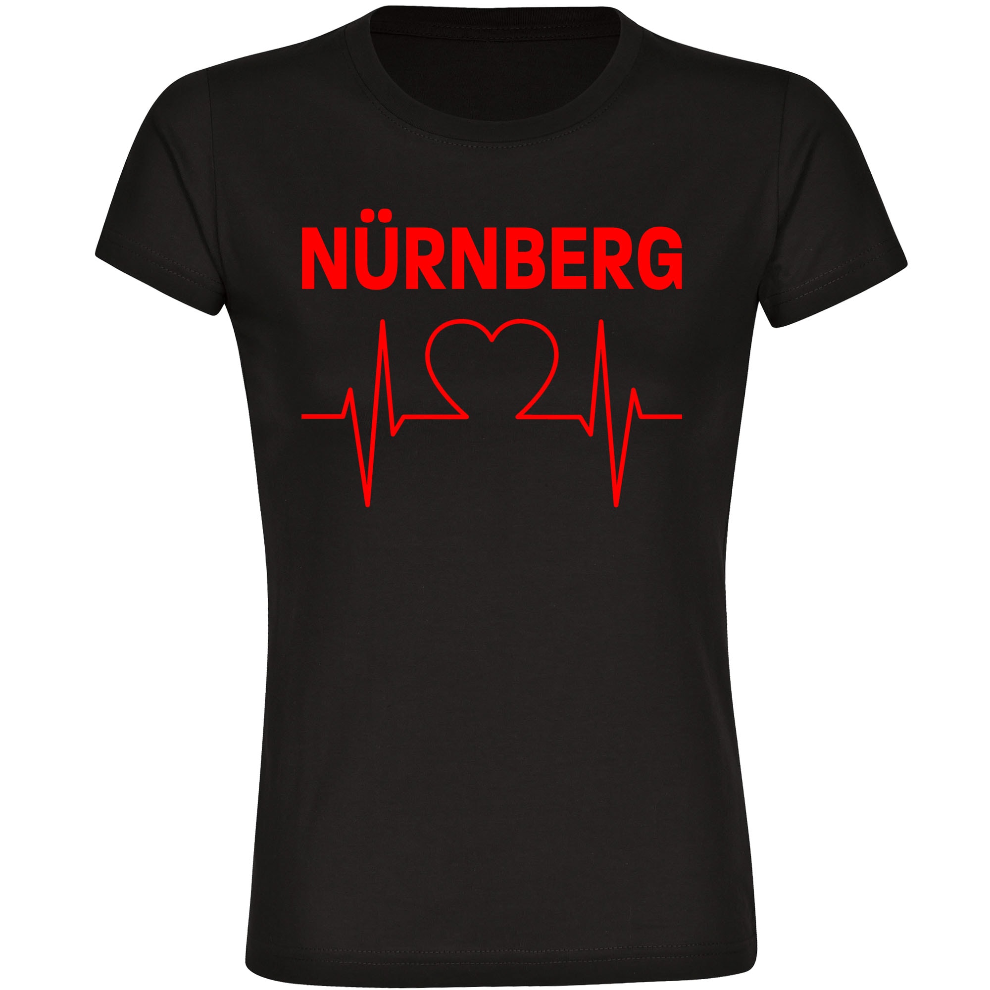 multifanshop Damen T-Shirt - N&uuml;rnberg - Herzschlag - Druck rot - Frauen - Bild 1