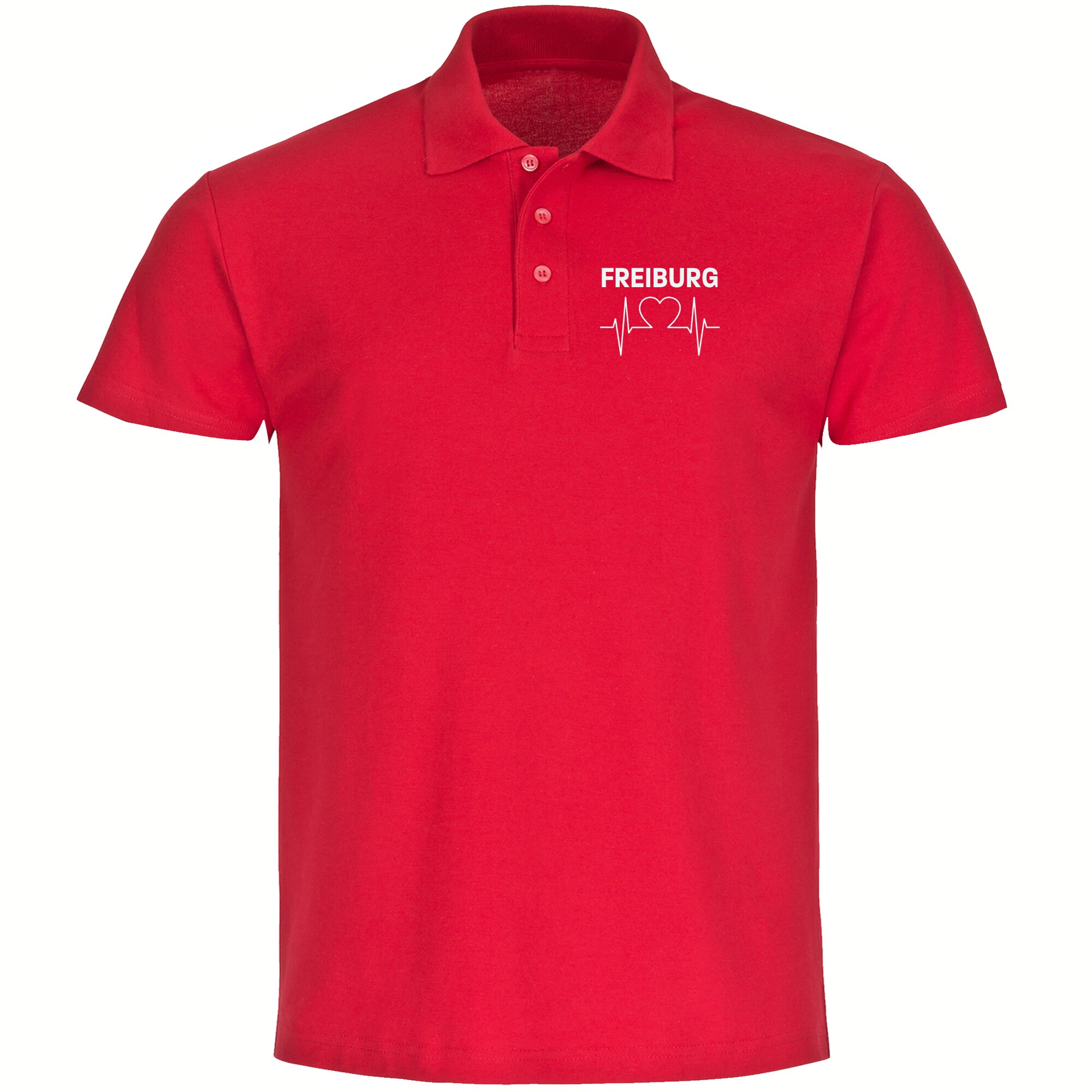 multifanshop Poloshirt - Freiburg - Herzschlag - Druck wei&szlig; - Polo - Bild 1