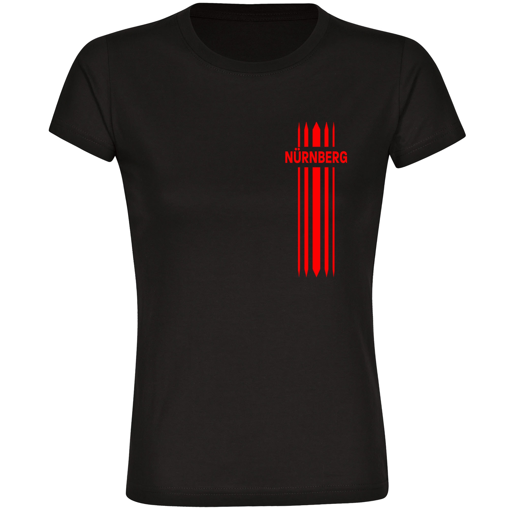 multifanshop Damen T-Shirt - N&uuml;rnberg - Streifen - Druck rot - Frauen - Bild 1