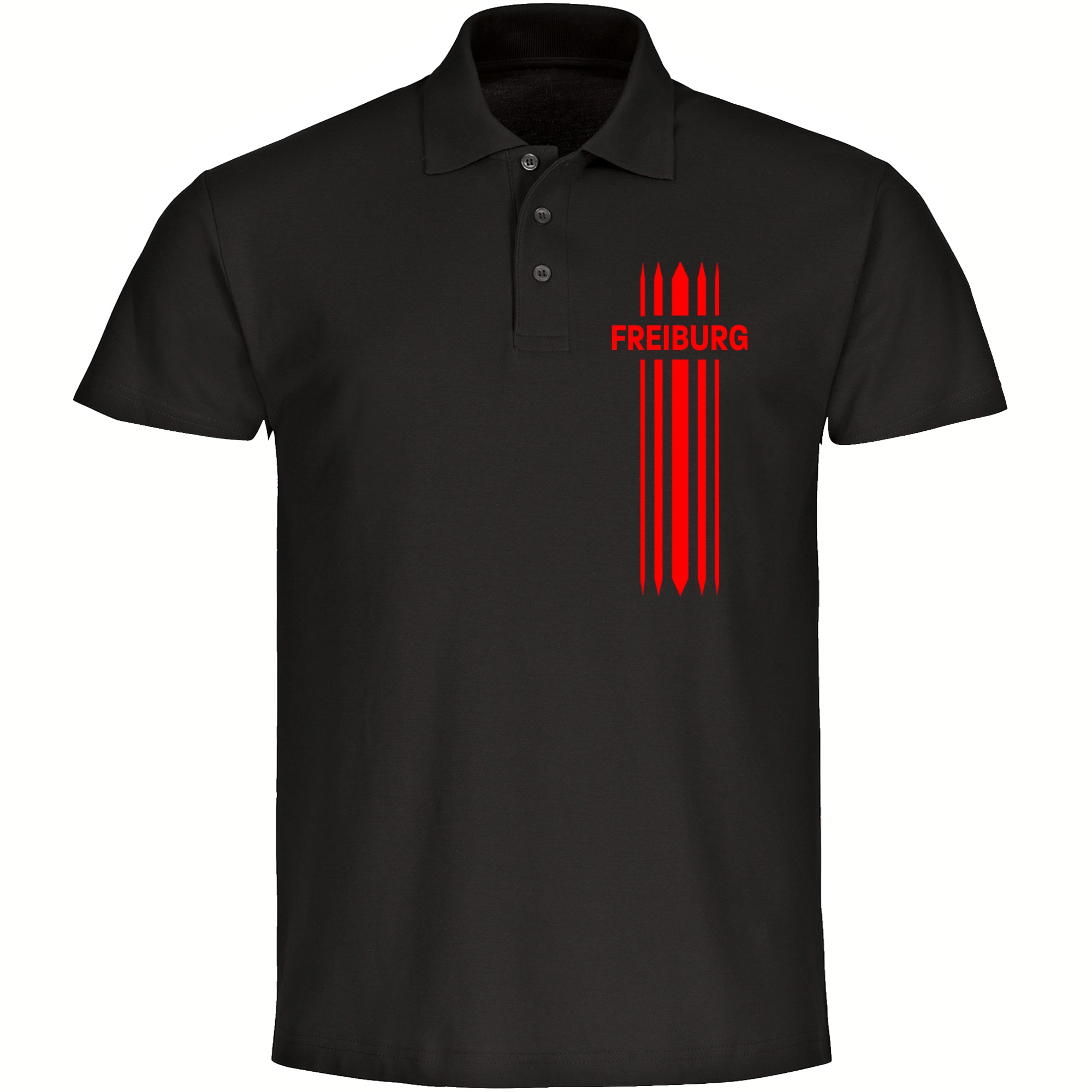 multifanshop Poloshirt - Freiburg - Streifen - Druck rot - Polo - Bild 1