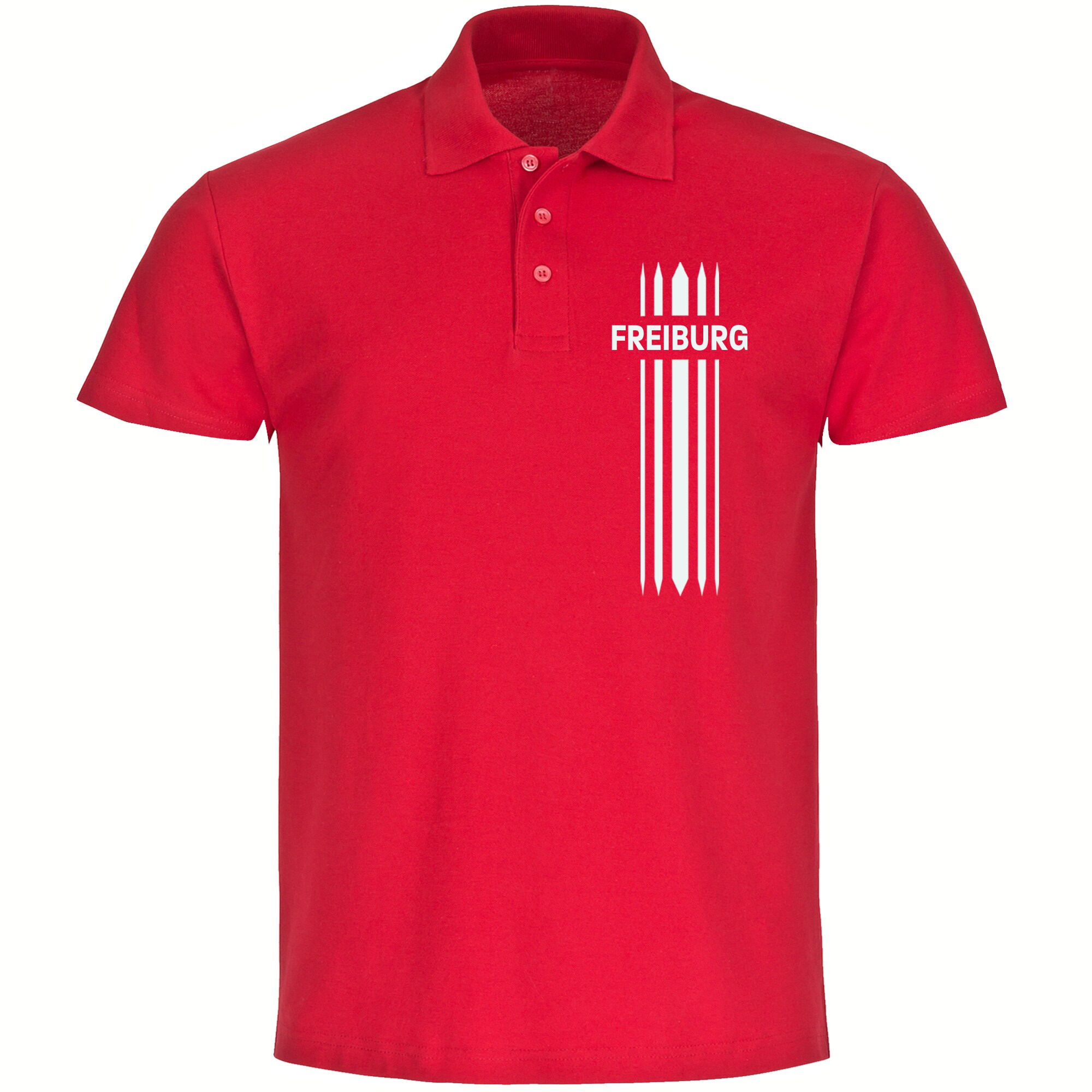 multifanshop Poloshirt - Freiburg - Streifen - Druck wei&szlig; - Polo - Bild 1