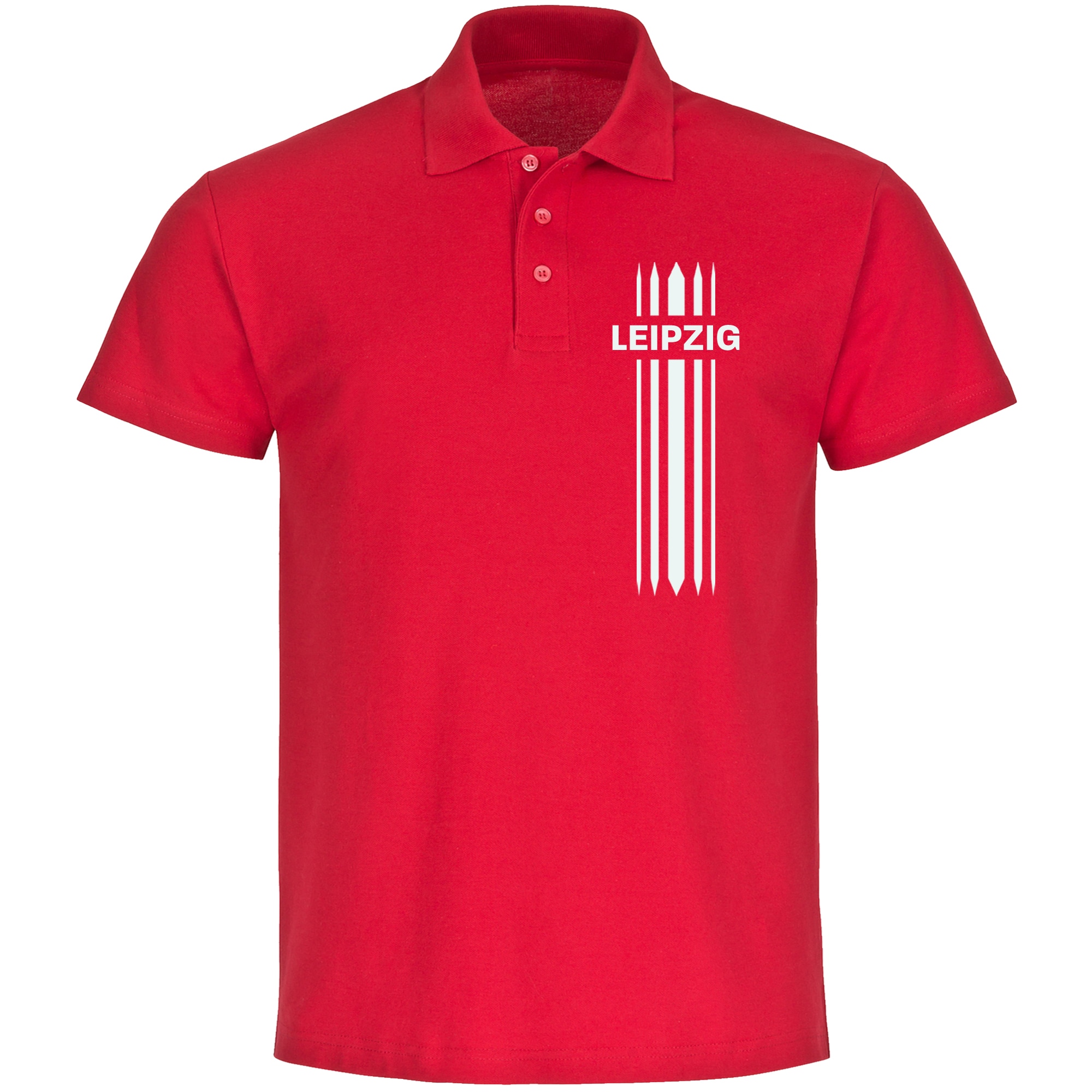 multifanshop Poloshirt - Leipzig - Streifen - Druck wei&szlig; - Polo - Bild 1