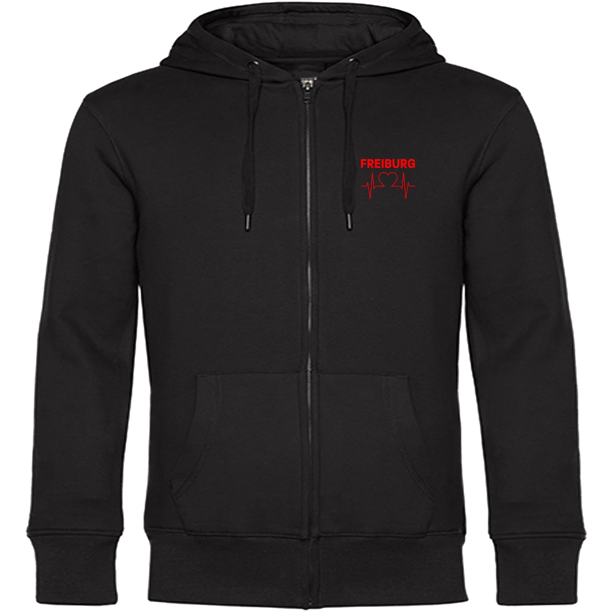 multifanshop Kapuzen Sweatshirt Jacke - Freiburg - Herzschlag - Druck rot - Sweat - Bild 1